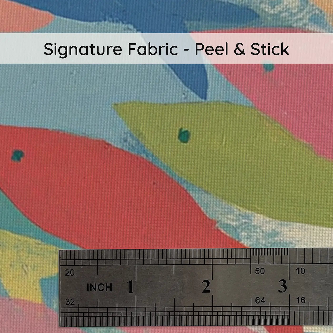 Fabric texture close-up of Bold Mermaid Rainbow Fish School Wainscoting Wallpaper by Whimsy Tots
