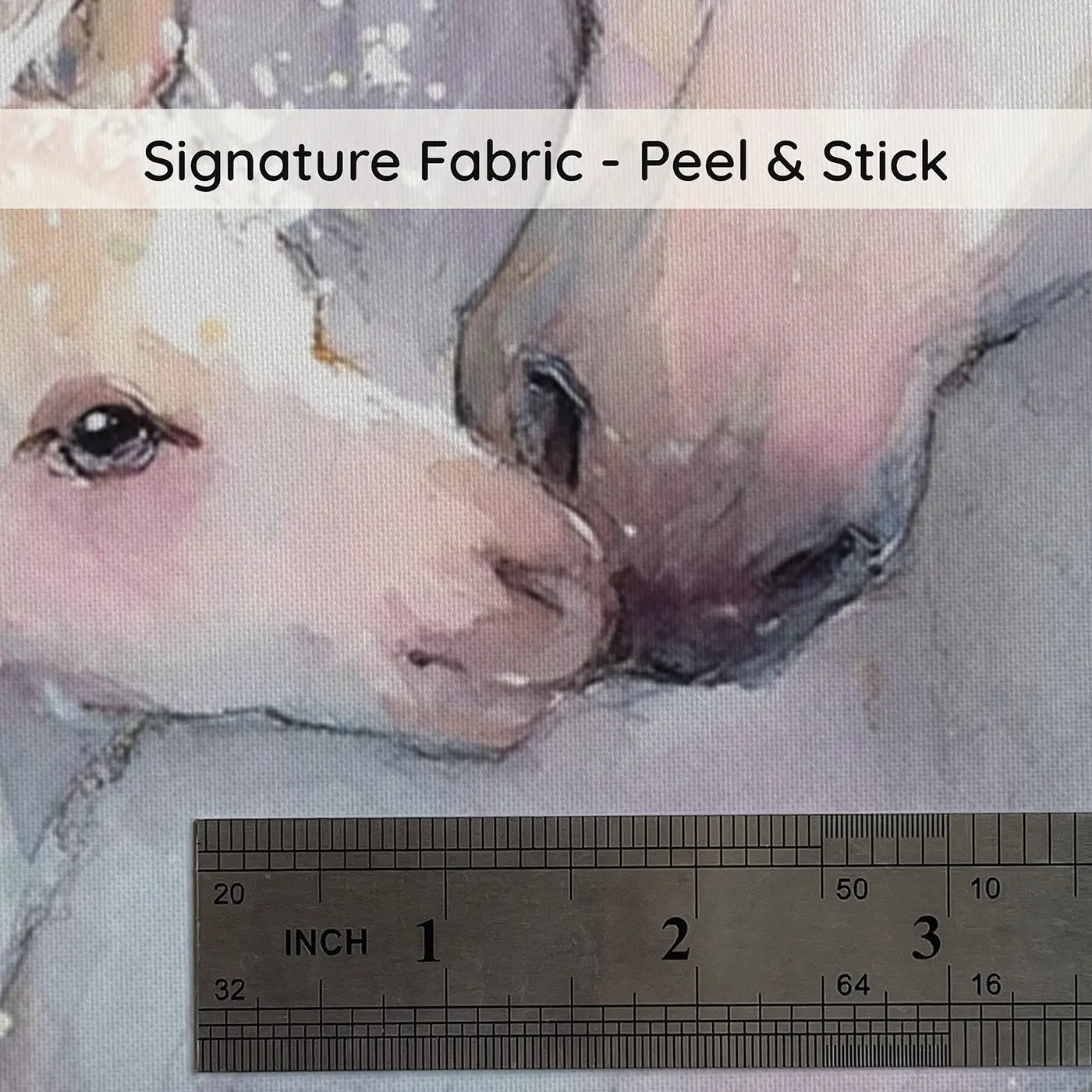 Fabric texture close-up of Unicorn Mother Foal Bond Wainscoting Wallpaper by Whimsy Tots
