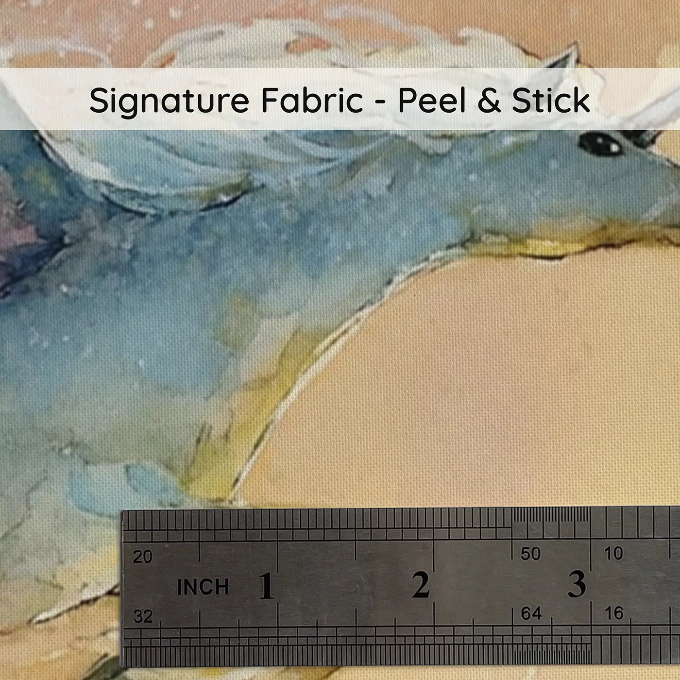 Fabric texture close-up of Pegasus Sunrise Cloud Leap Wainscoting Wallpaper by Whimsy Tots