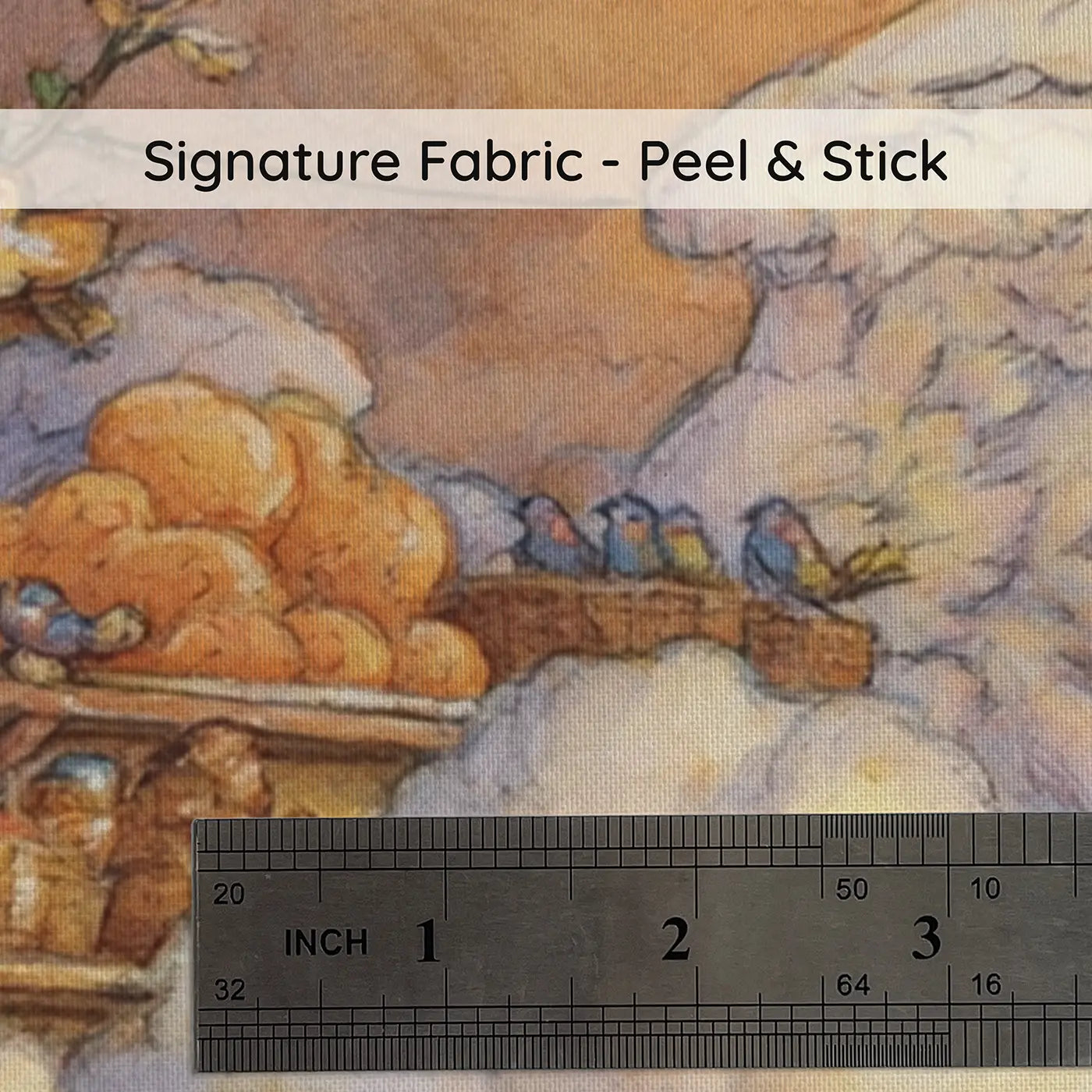 Fabric texture close-up of Pegasus Bakery Cloud Pastries Wainscoting Wallpaper by Whimsy Tots