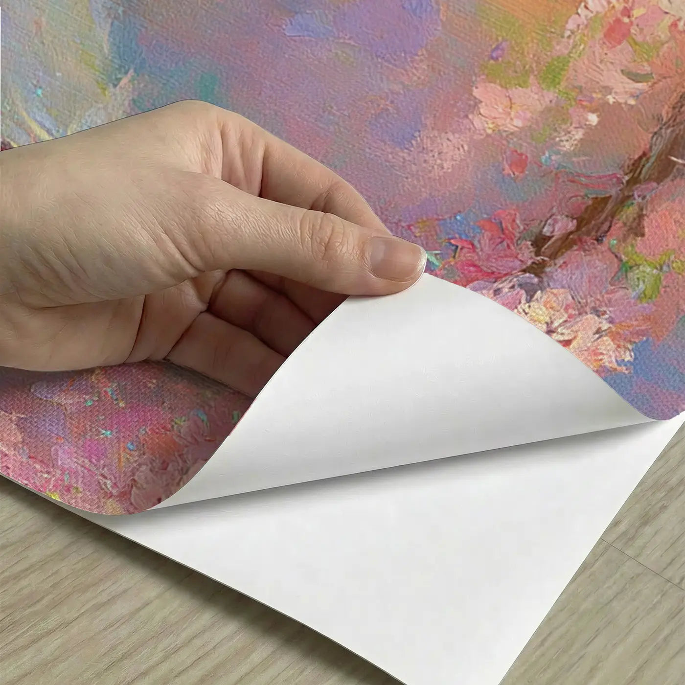 Peel-and-stick detail of Unicorn Cherry Blossom Grove Wainscoting Wallpaper by Whimsy Tots