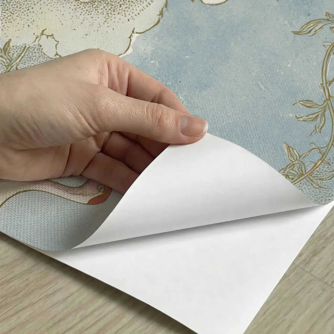 Peel-and-stick detail of Pegasus Cloud Crane Meeting Wainscoting Wallpaper by Whimsy Tots