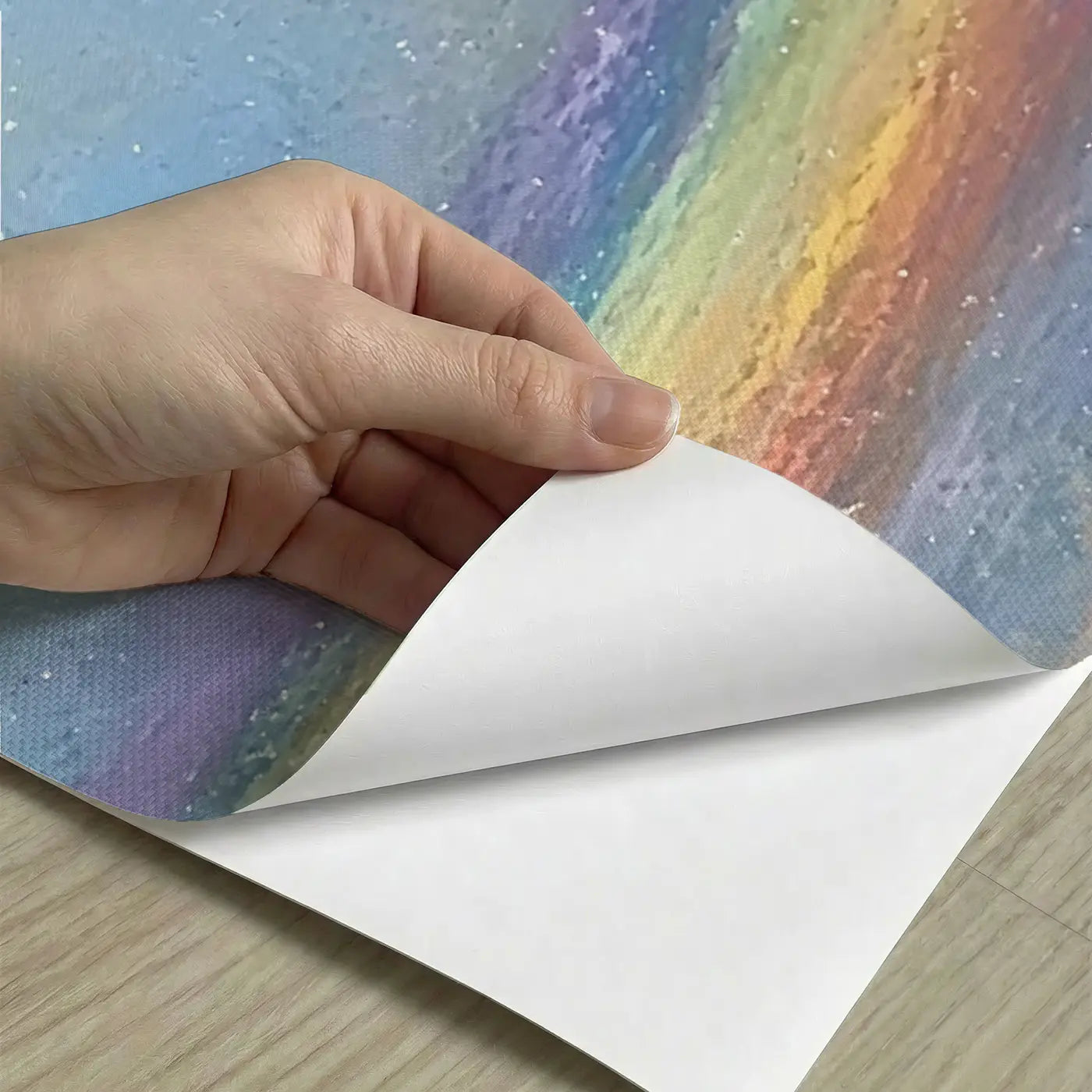 Peel-and-stick detail of Chalk Unicorn Rainbow Road Wainscoting Wallpaper by Whimsy Tots