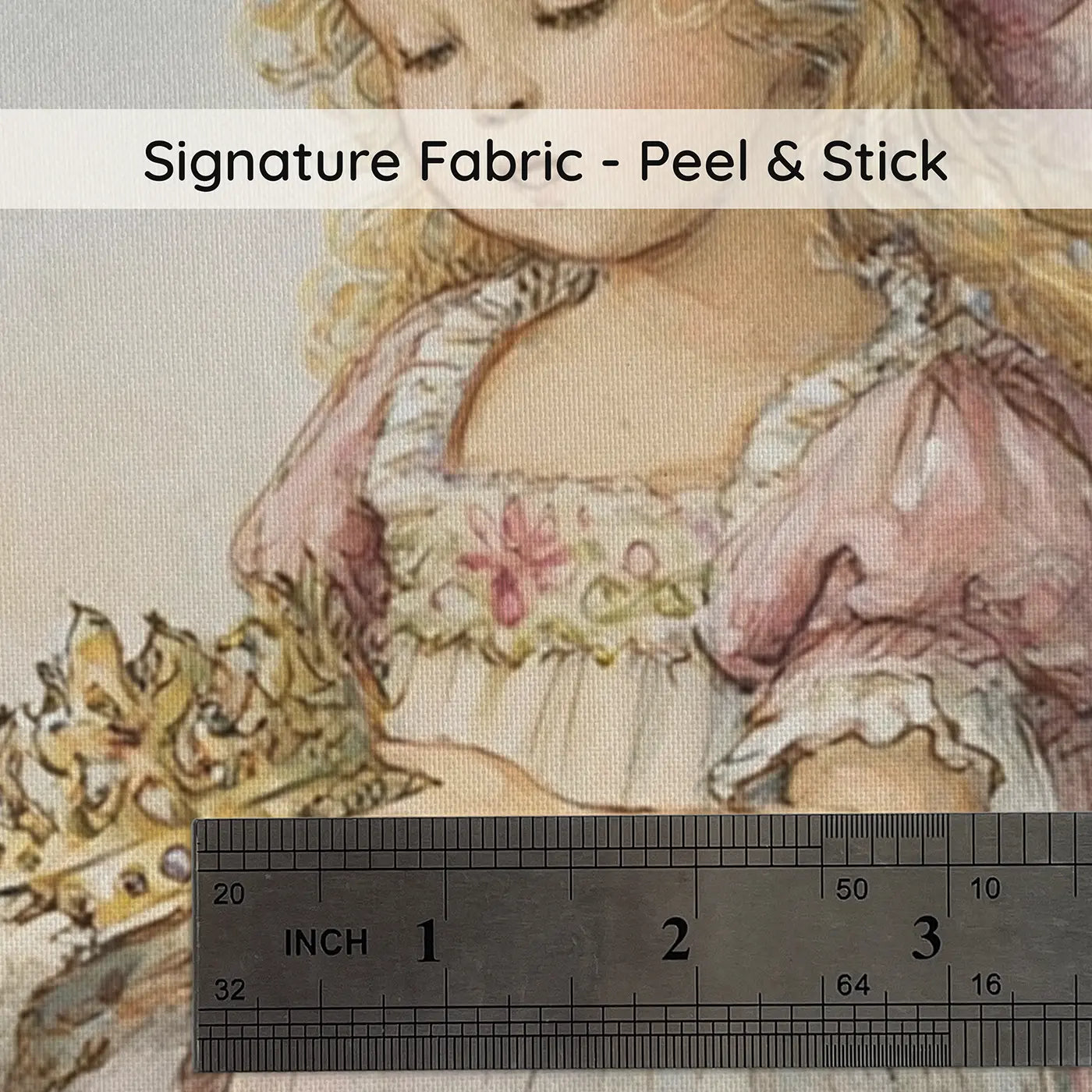 Fabric texture close-up of Princess Coronation Day Woodland Wainscoting Wallpaper by Whimsy Tots