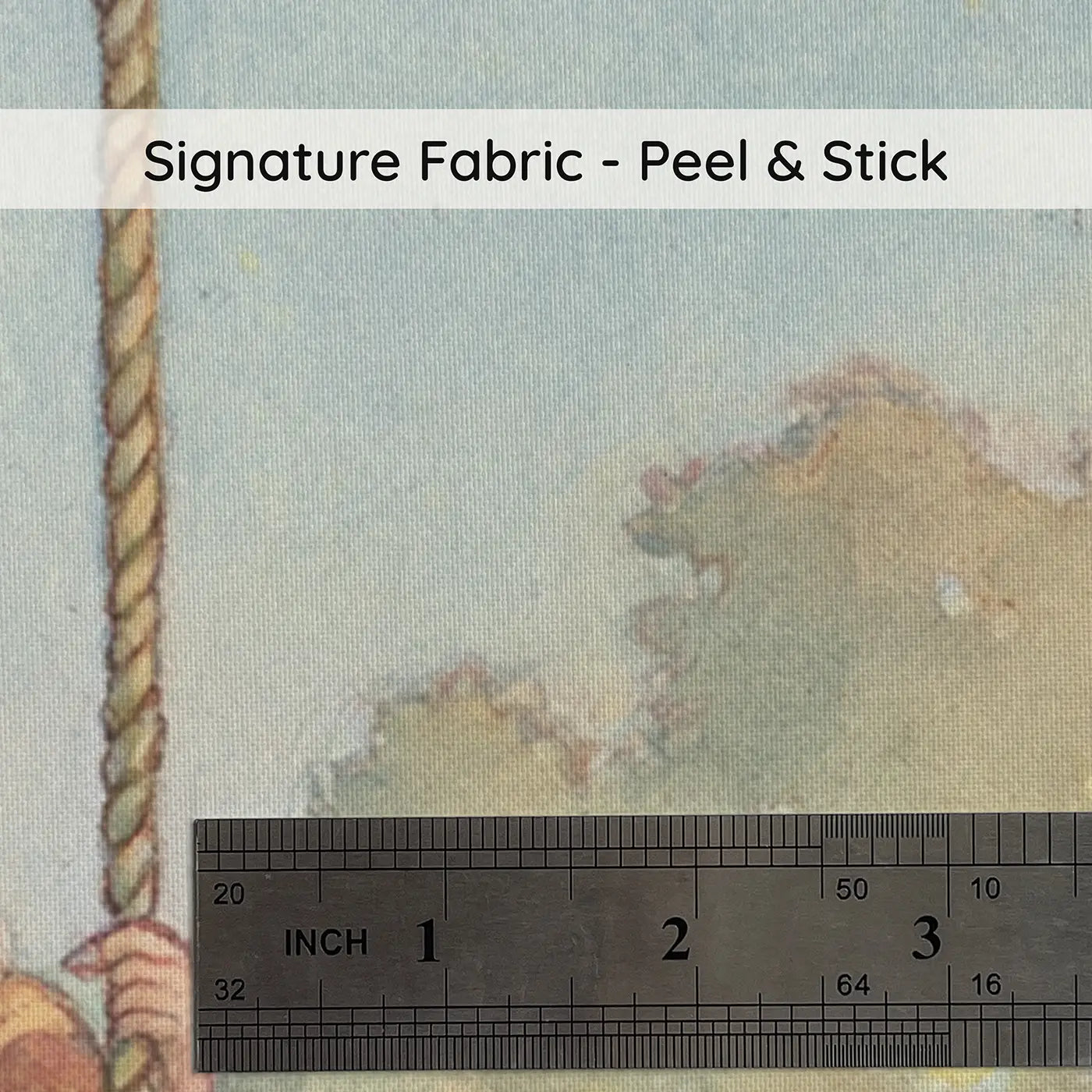 Fabric texture close-up of Princess Garden Swing Evening Wainscoting Wallpaper by Whimsy Tots