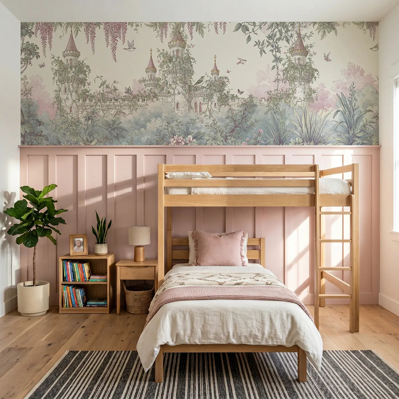 Botanical Elegance castle garden vines toile wainscoting wallpaper for bedroom by Whimsy Tots