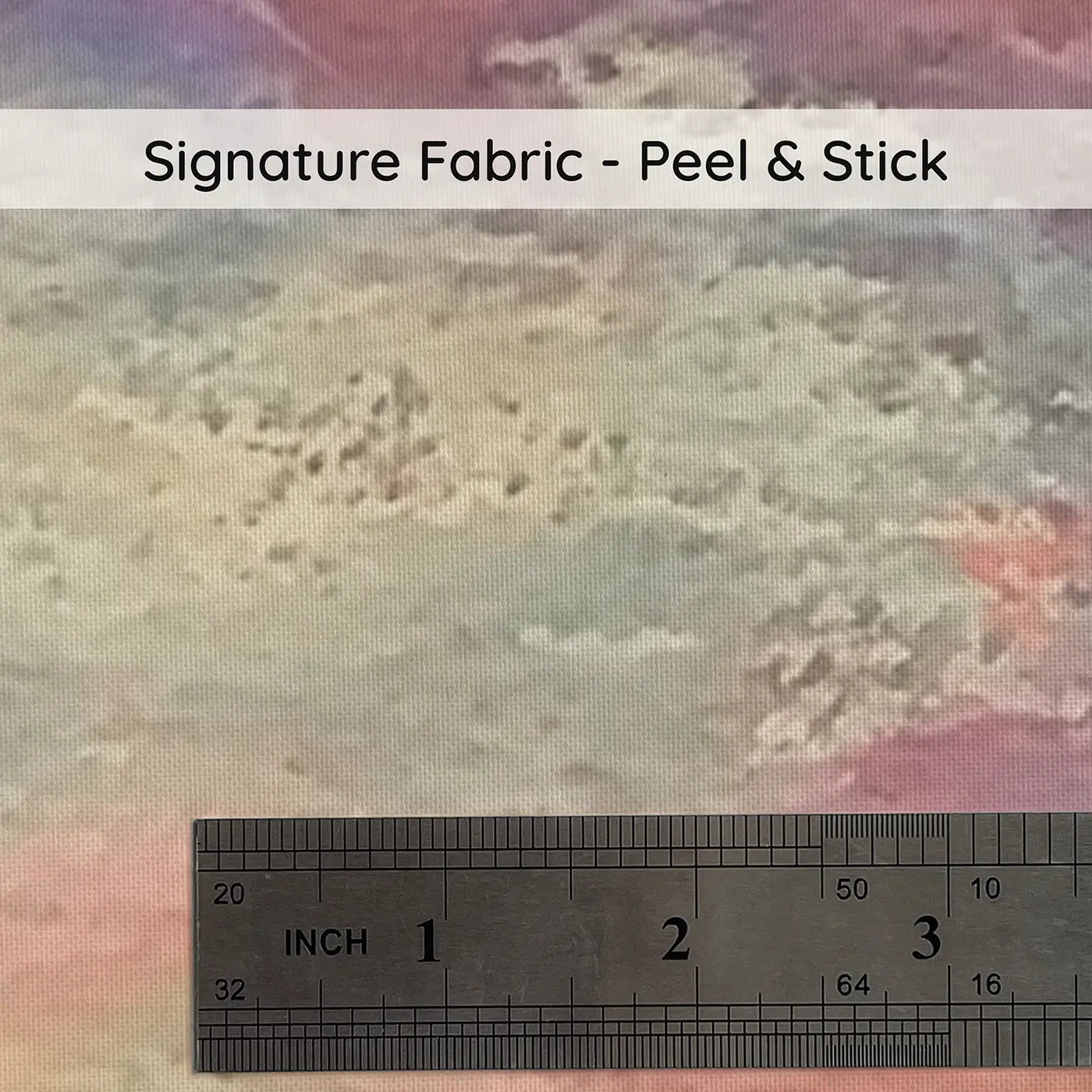 Fabric texture close-up of Pastel Castle Pink Sunset Clouds Wainscoting Wallpaper by Whimsy Tots