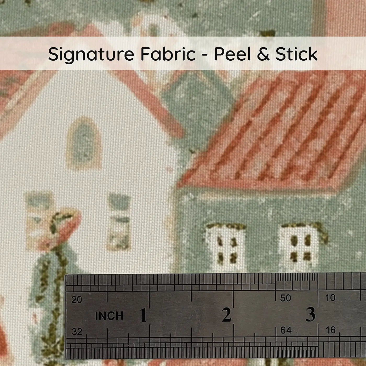 Fabric texture close-up of Block Print Castle Town Walls Wainscoting Wallpaper by Whimsy Tots
