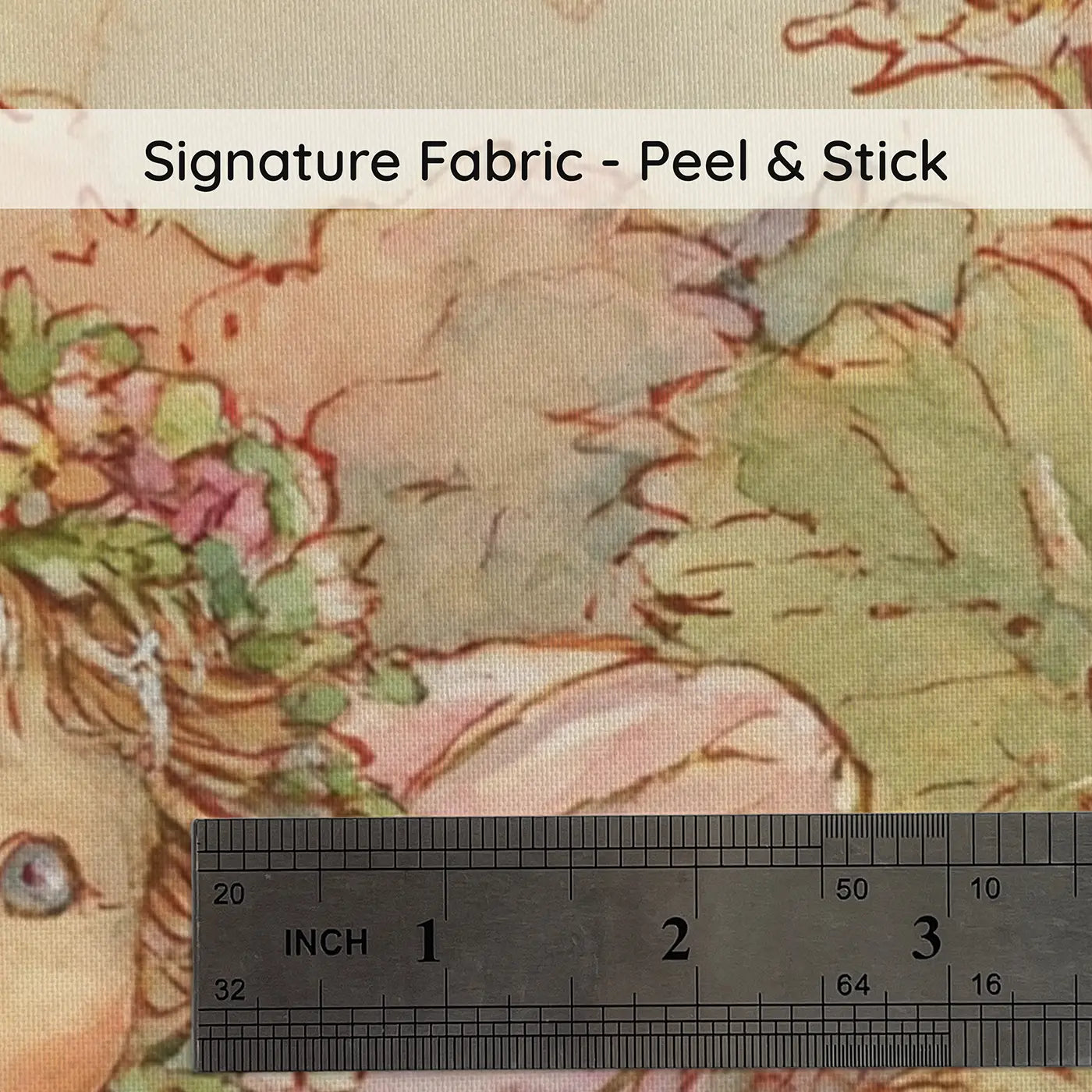 Fabric texture close-up of Fairy Picnic Strawberry Patch Wainscoting Wallpaper by Whimsy Tots