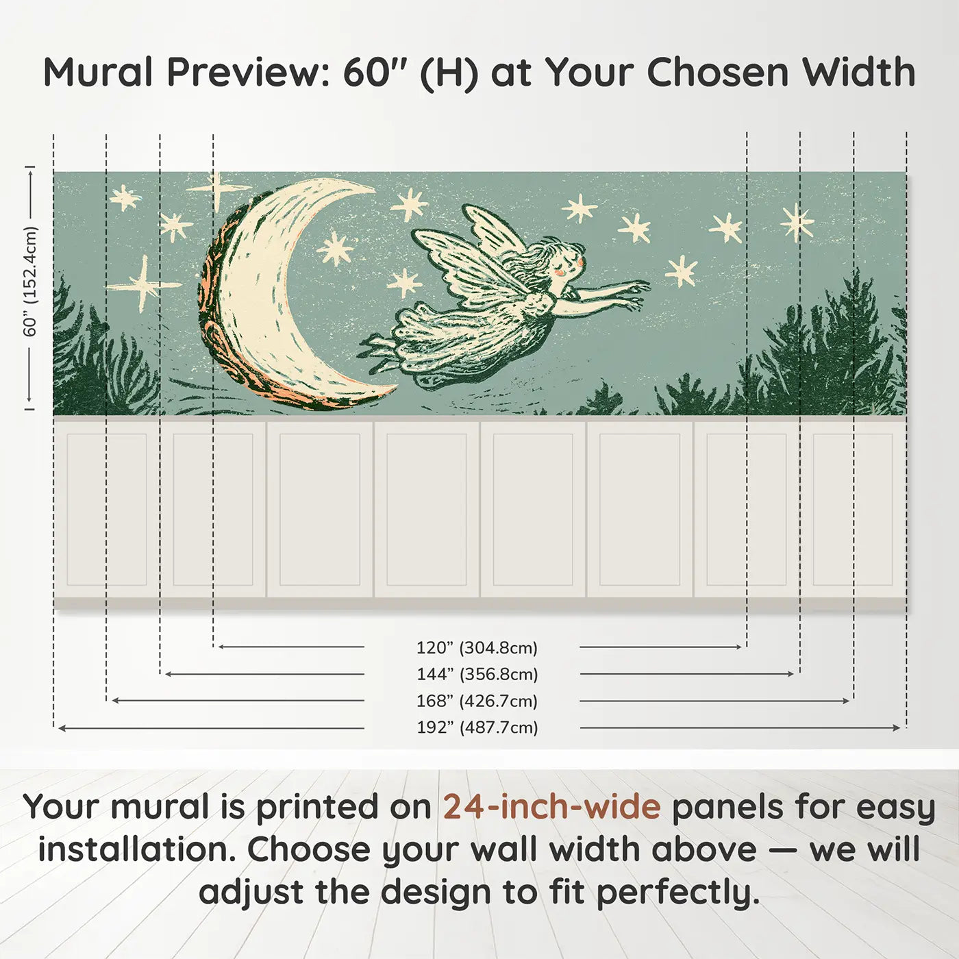 Carved Fairy Moon Glow Night Wainscoting Wallpaper