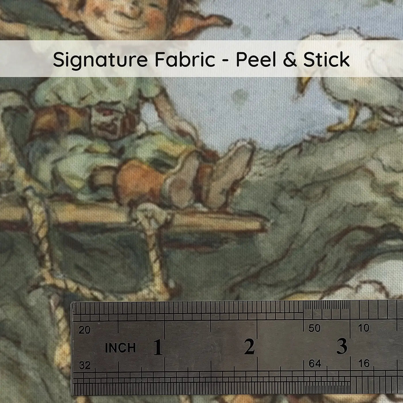 Fabric texture close-up of Pirate Tree Fort Lookout Wainscoting Wallpaper by Whimsy Tots