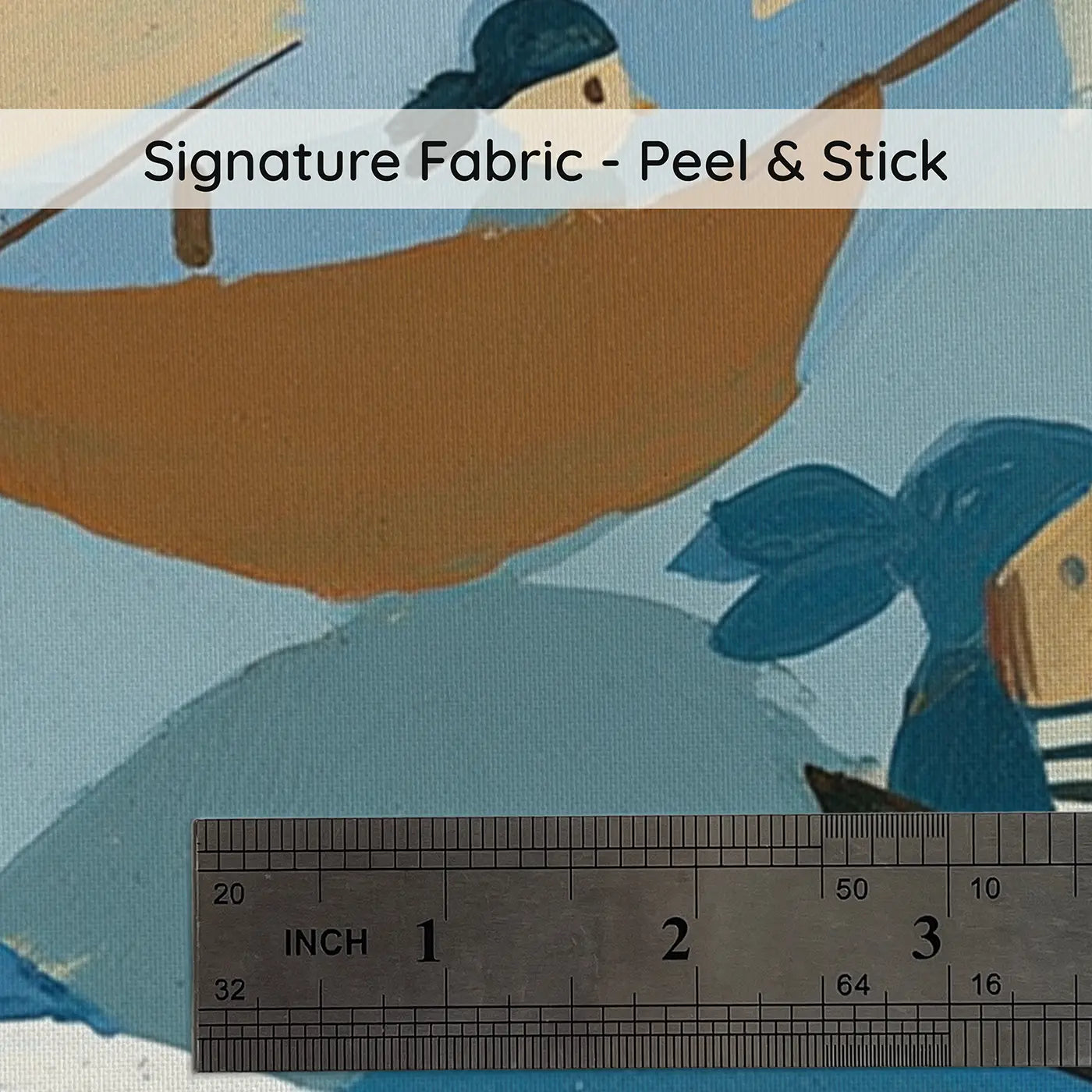 Fabric texture close-up of Graphic Pirate Ship Parade Wainscoting Wallpaper by Whimsy Tots