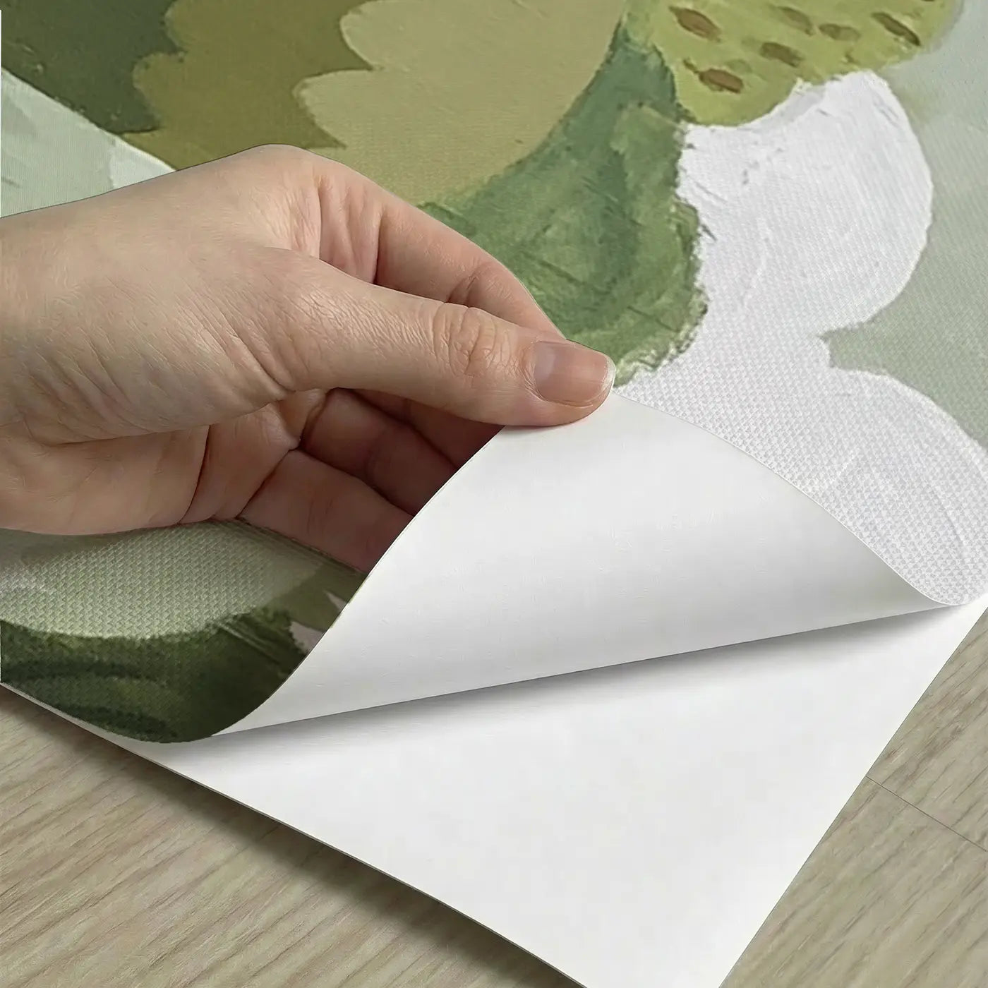 Peel-and-stick detail of Flat Deer Forest Layers Wainscoting Wallpaper by Whimsy Tots