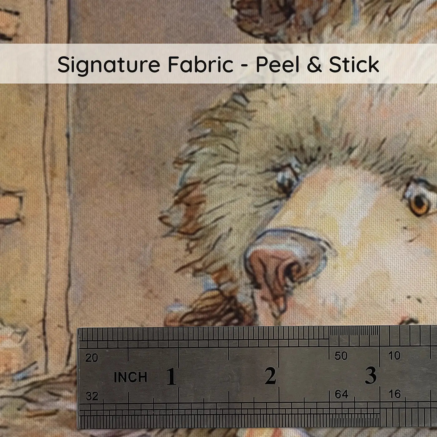 Fabric texture close-up of Bear Bakery Honey Cake Wainscoting Wallpaper by Whimsy Tots