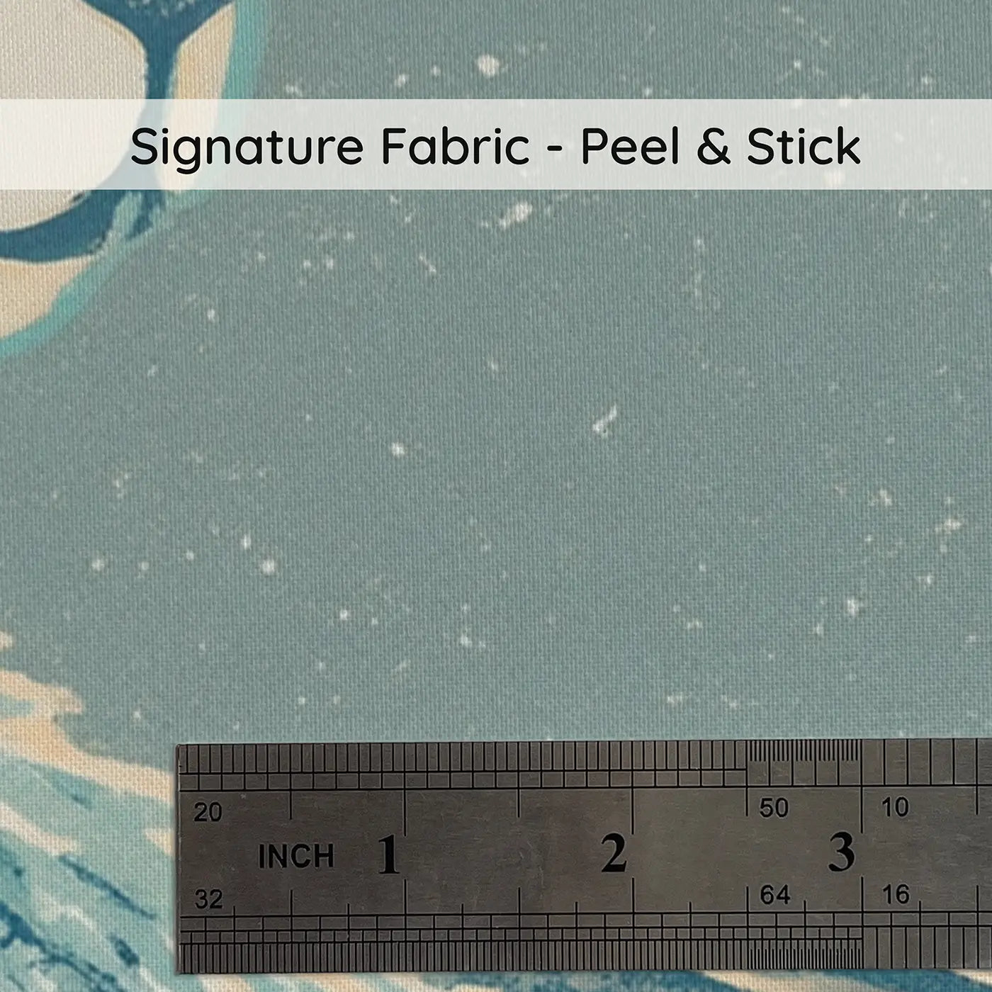 Fabric texture close-up of Block Print Bear Fish Scene Wainscoting Wallpaper by Whimsy Tots