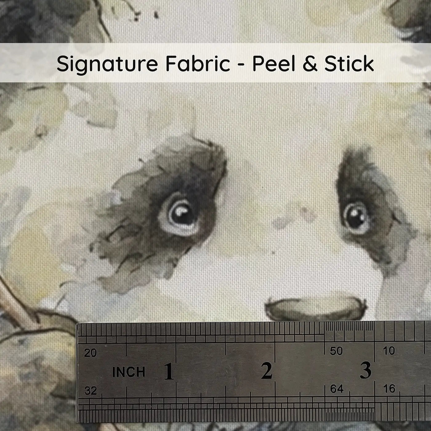 Fabric texture close-up of Panda Library Bamboo Scroll Wainscoting Wallpaper by Whimsy Tots