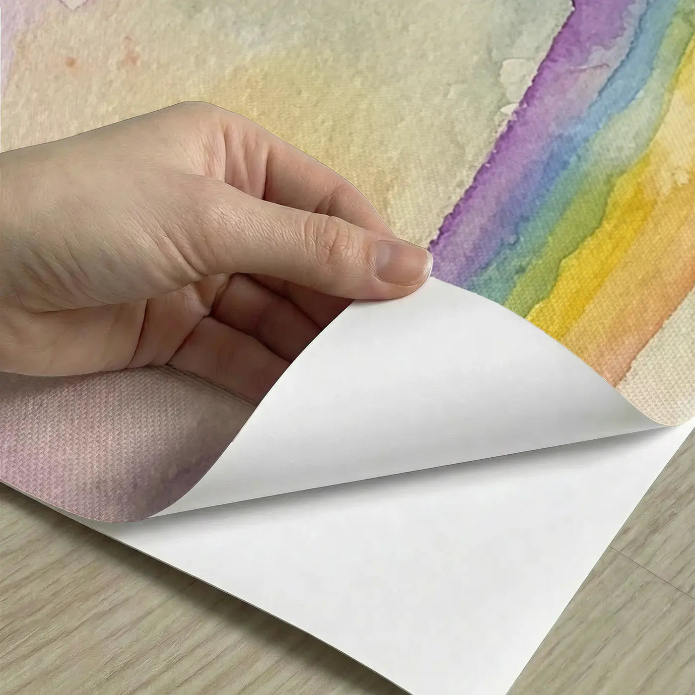Peel-and-stick detail of Teddy Bear Rainbow Softly Wainscoting Wallpaper by Whimsy Tots