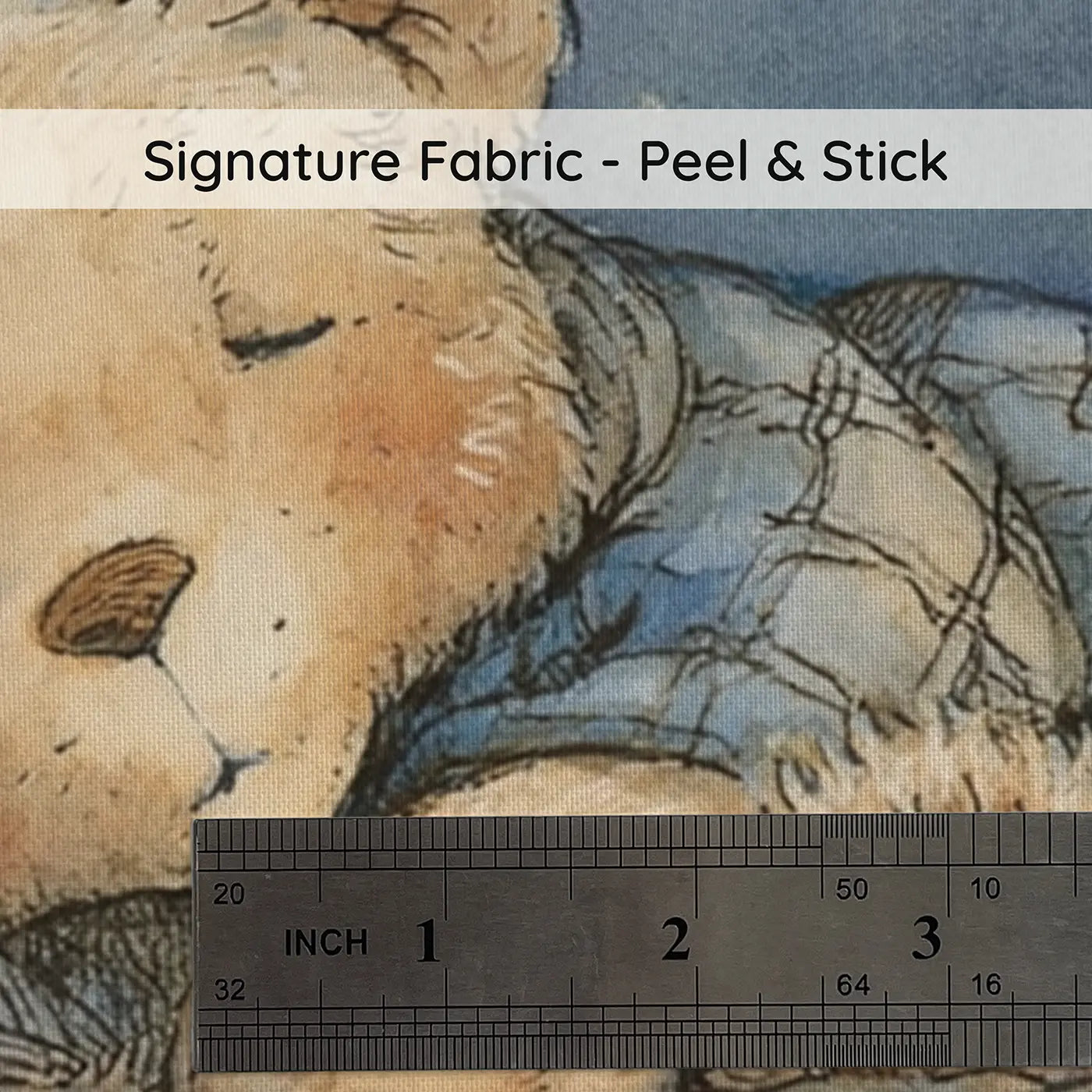 Fabric texture close-up of Teddy Bear Sleep Moon Lullaby Wainscoting Wallpaper by Whimsy Tots