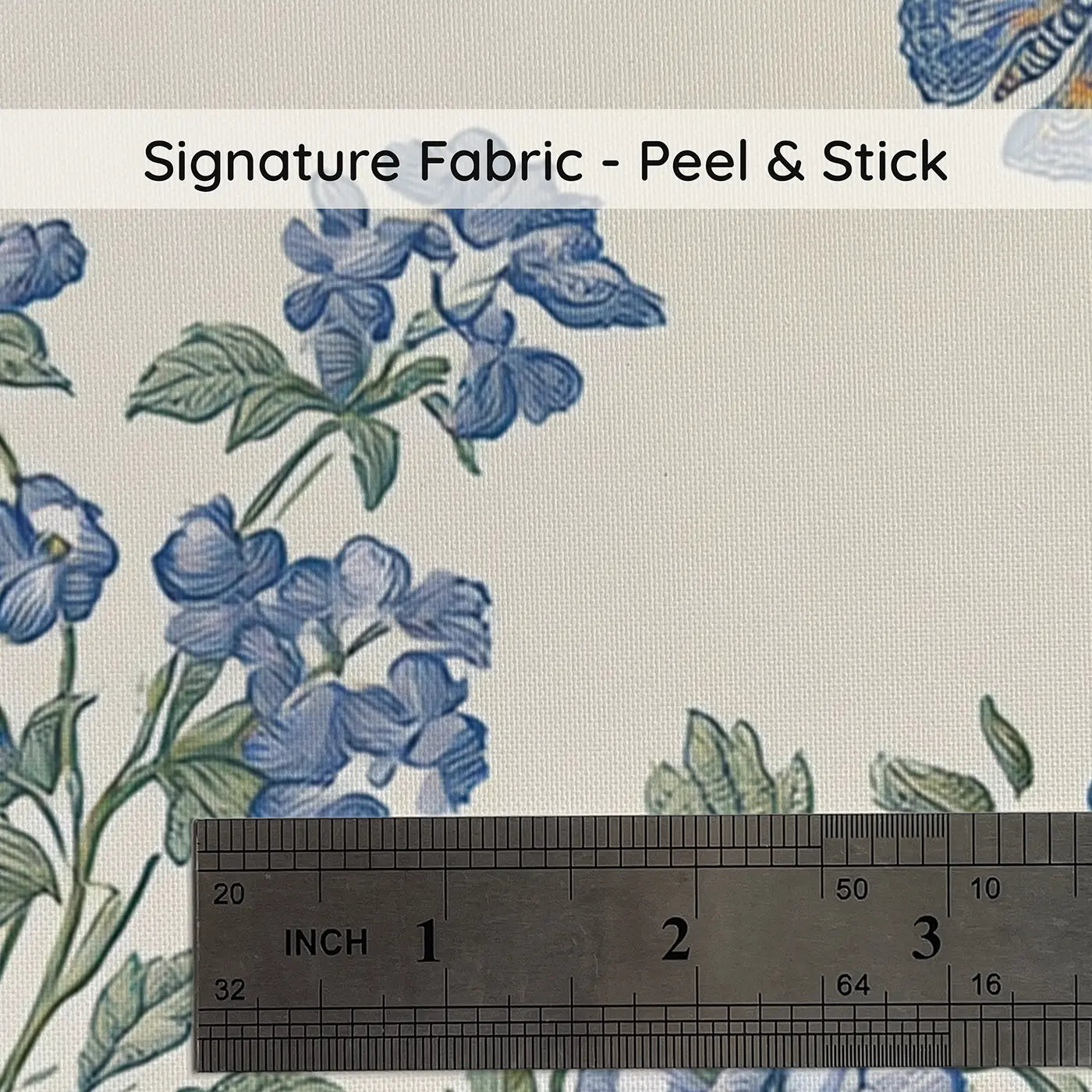 Fabric texture close-up of Teddy Bear Botanical Toile Wainscoting Wallpaper by Whimsy Tots
