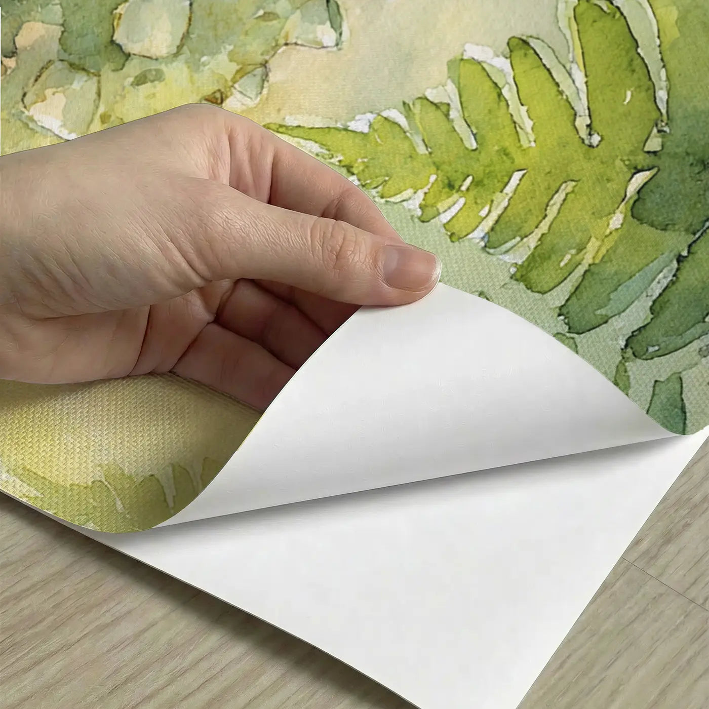 Peel-and-stick detail of Ankylosaurus Fern Forest Walk Wainscoting Wallpaper by Whimsy Tots