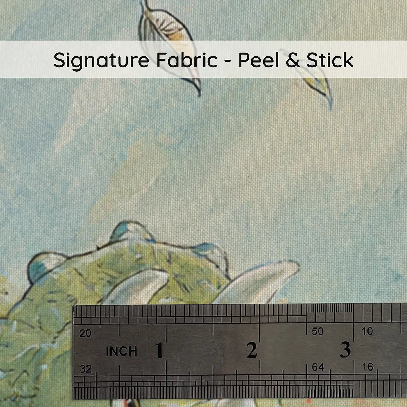 Fabric texture close-up of Dinosaur Friends Picnic Clearing Wainscoting Wallpaper by Whimsy Tots