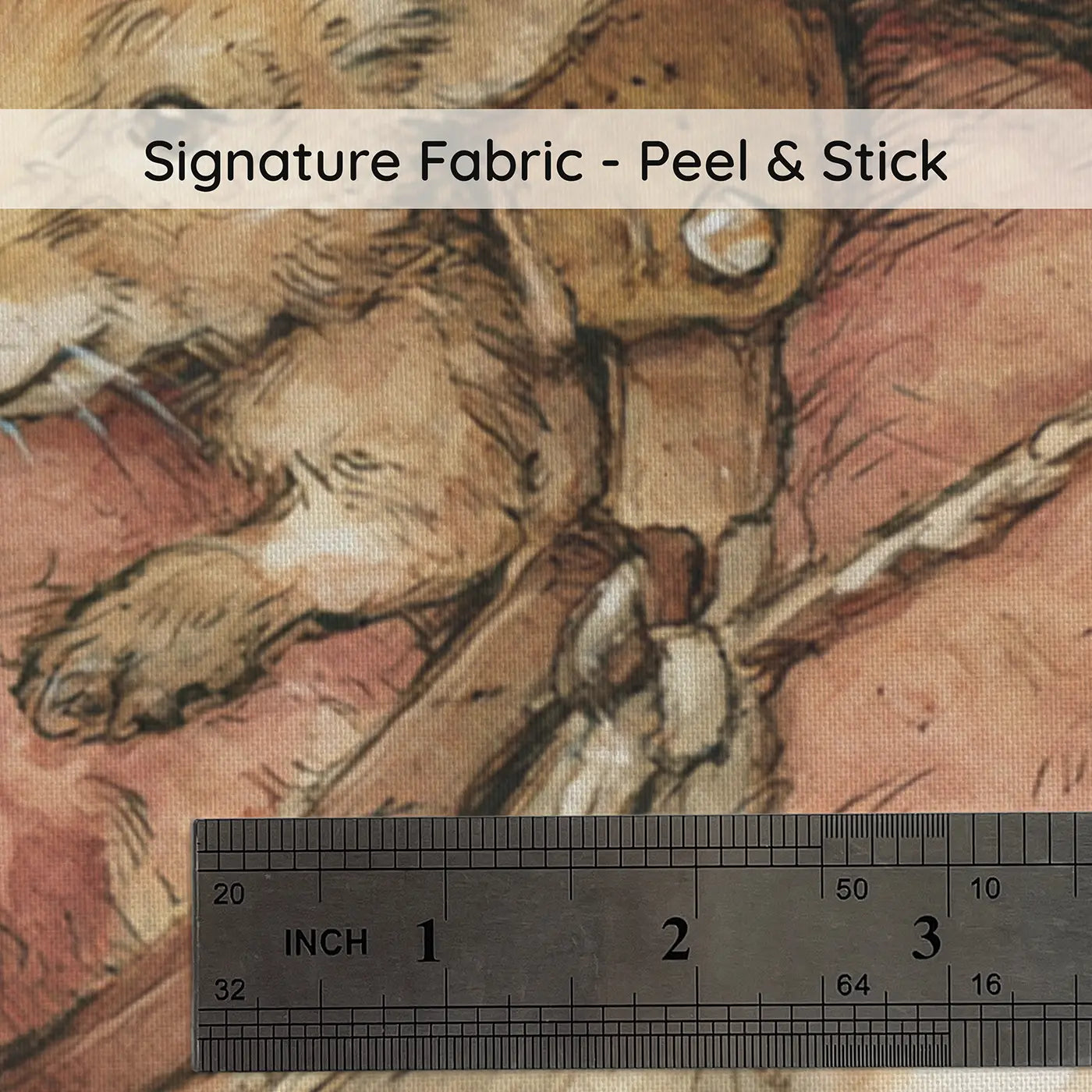 Fabric texture close-up of Kangaroo Pouch Picnic Outback Wainscoting Wallpaper by Whimsy Tots