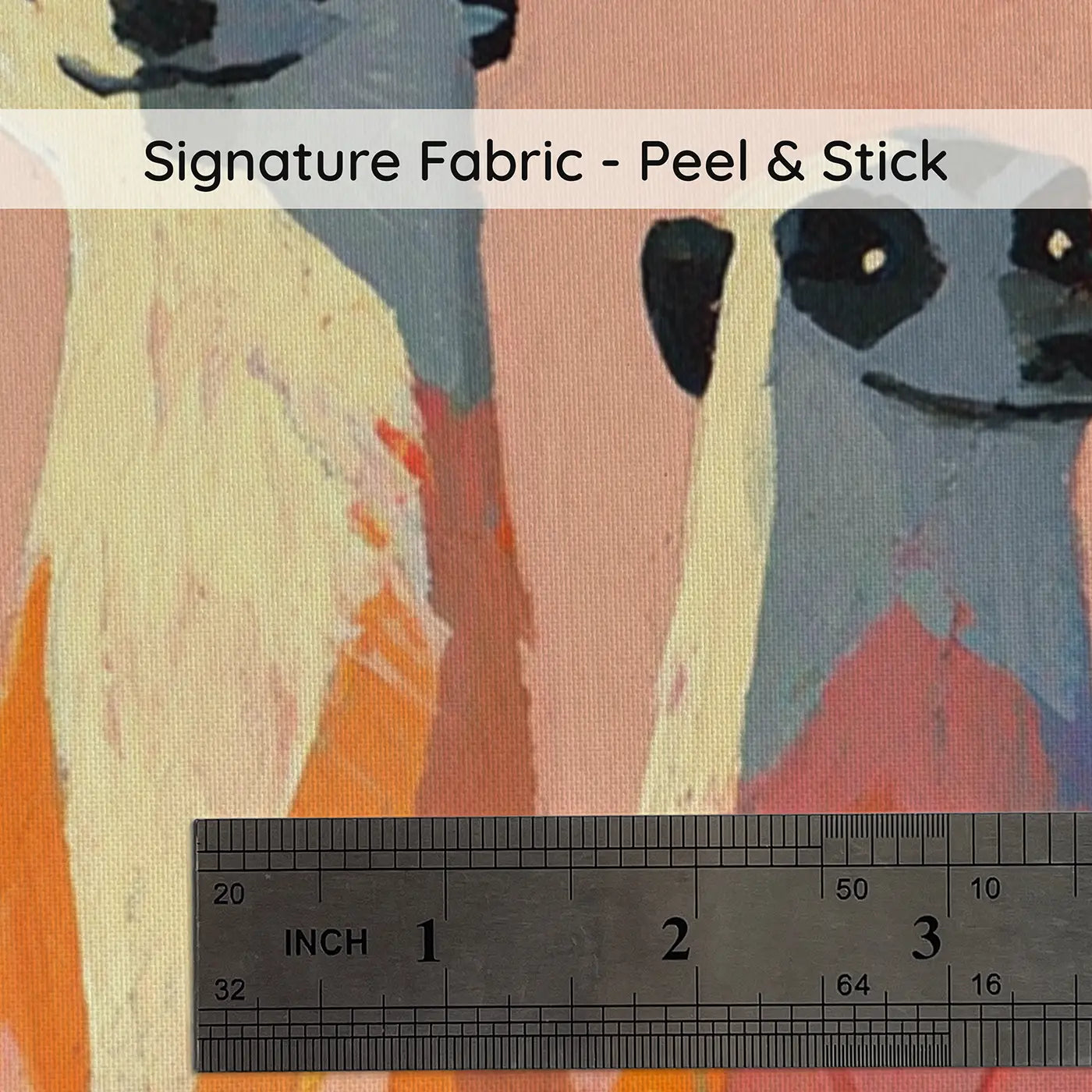 Fabric texture close-up of Flat Meerkat Desert Row Wainscoting Wallpaper by Whimsy Tots