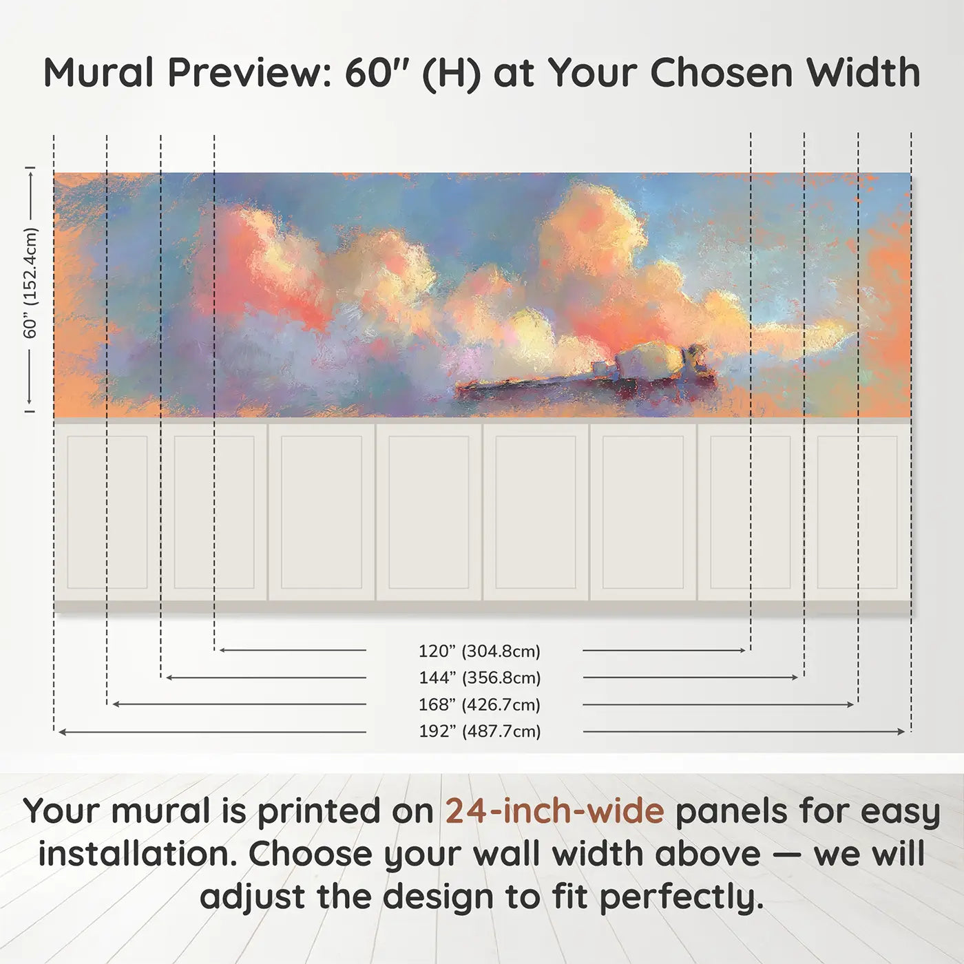 Panel dimensions for Fuzzy Cement Mixer Bright Wainscoting Wallpaper by Whimsy Tots