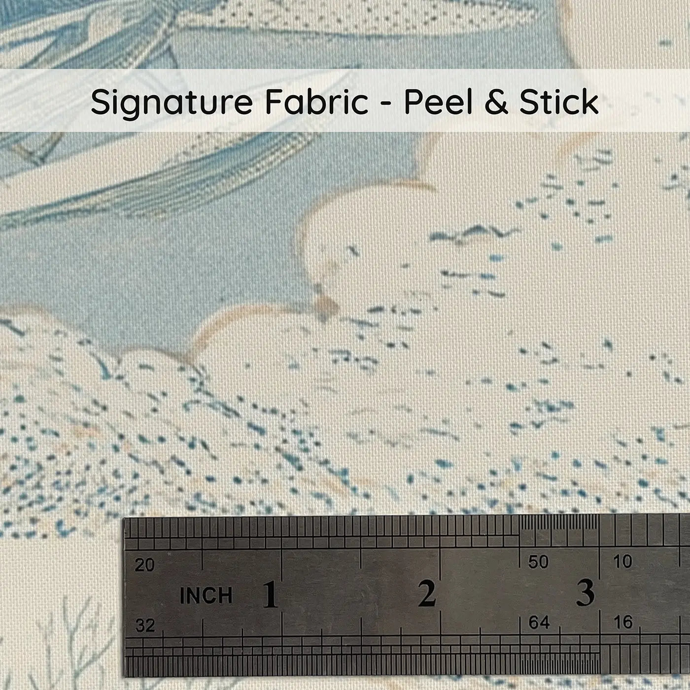 Fabric texture close-up of Seaplane Lake Stipple Scene Wainscoting Wallpaper by Whimsy Tots