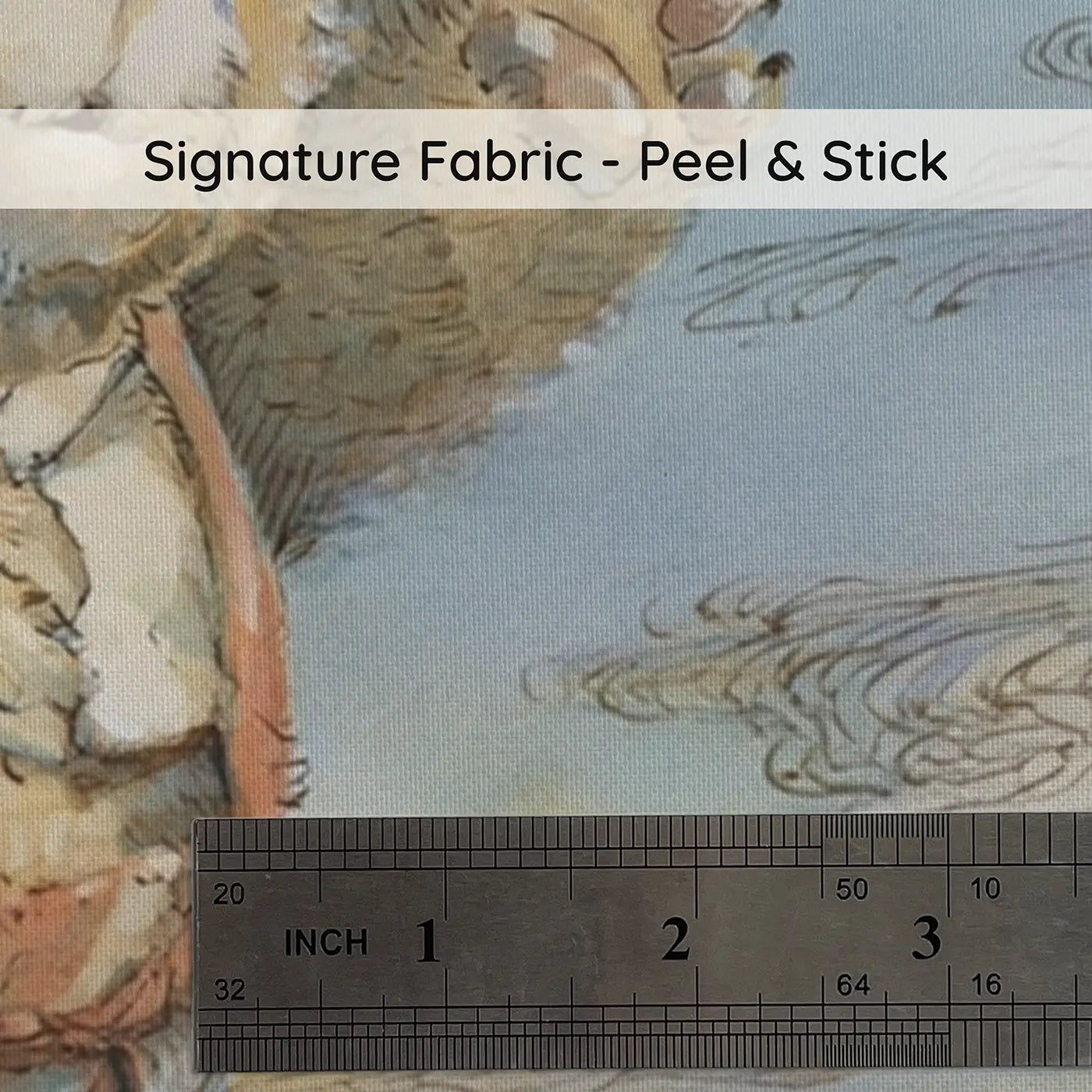 Fabric texture close-up of Balloon Ride Bunny Fox Bear Wainscoting Wallpaper by Whimsy Tots