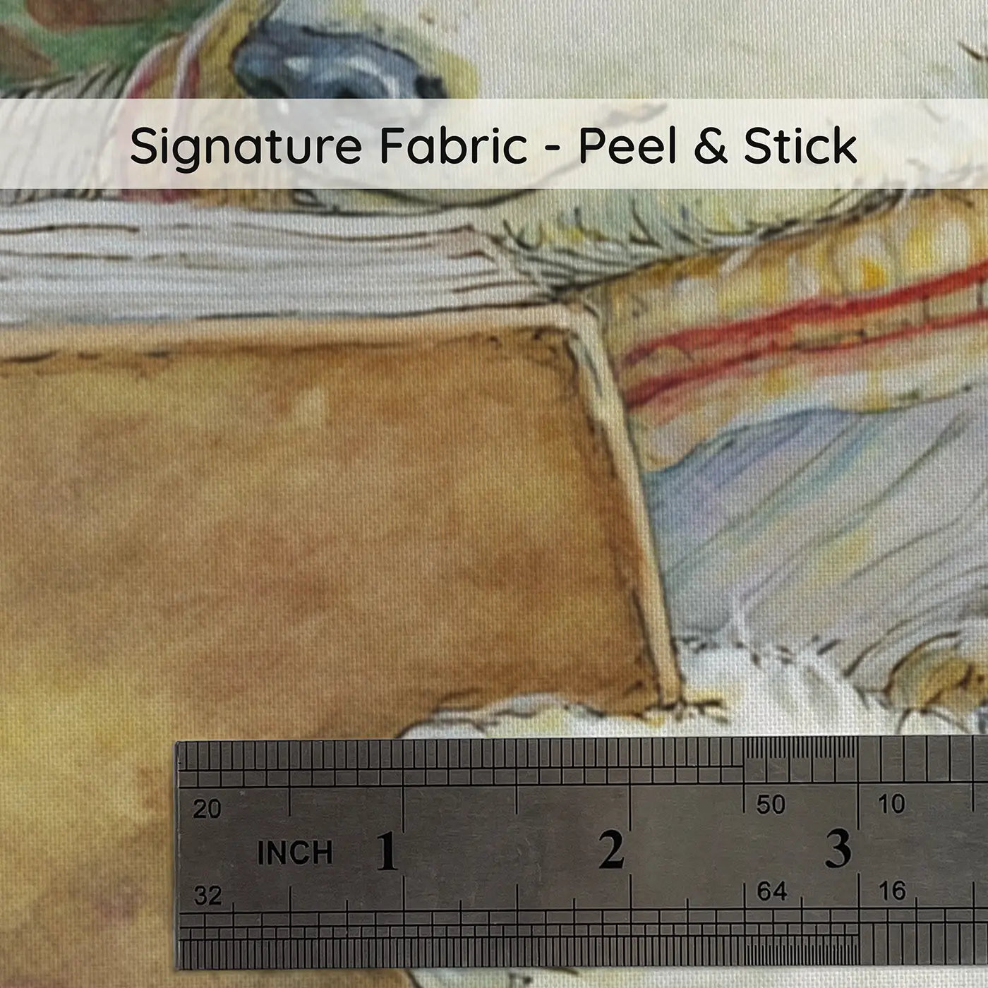 Fabric texture close-up of Polar Bear Library Fire Wainscoting Wallpaper by Whimsy Tots