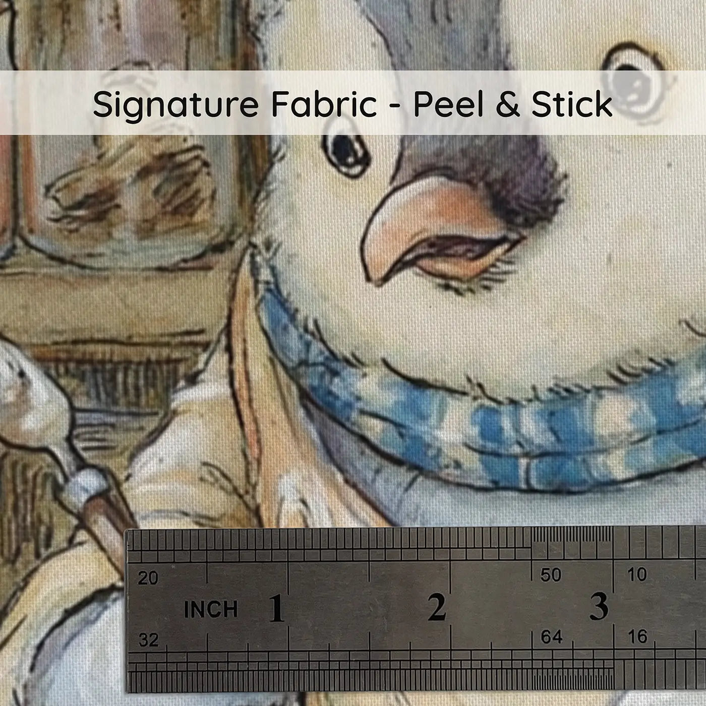 Fabric texture close-up of Penguin Bakery Iced Cookies Wainscoting Wallpaper by Whimsy Tots