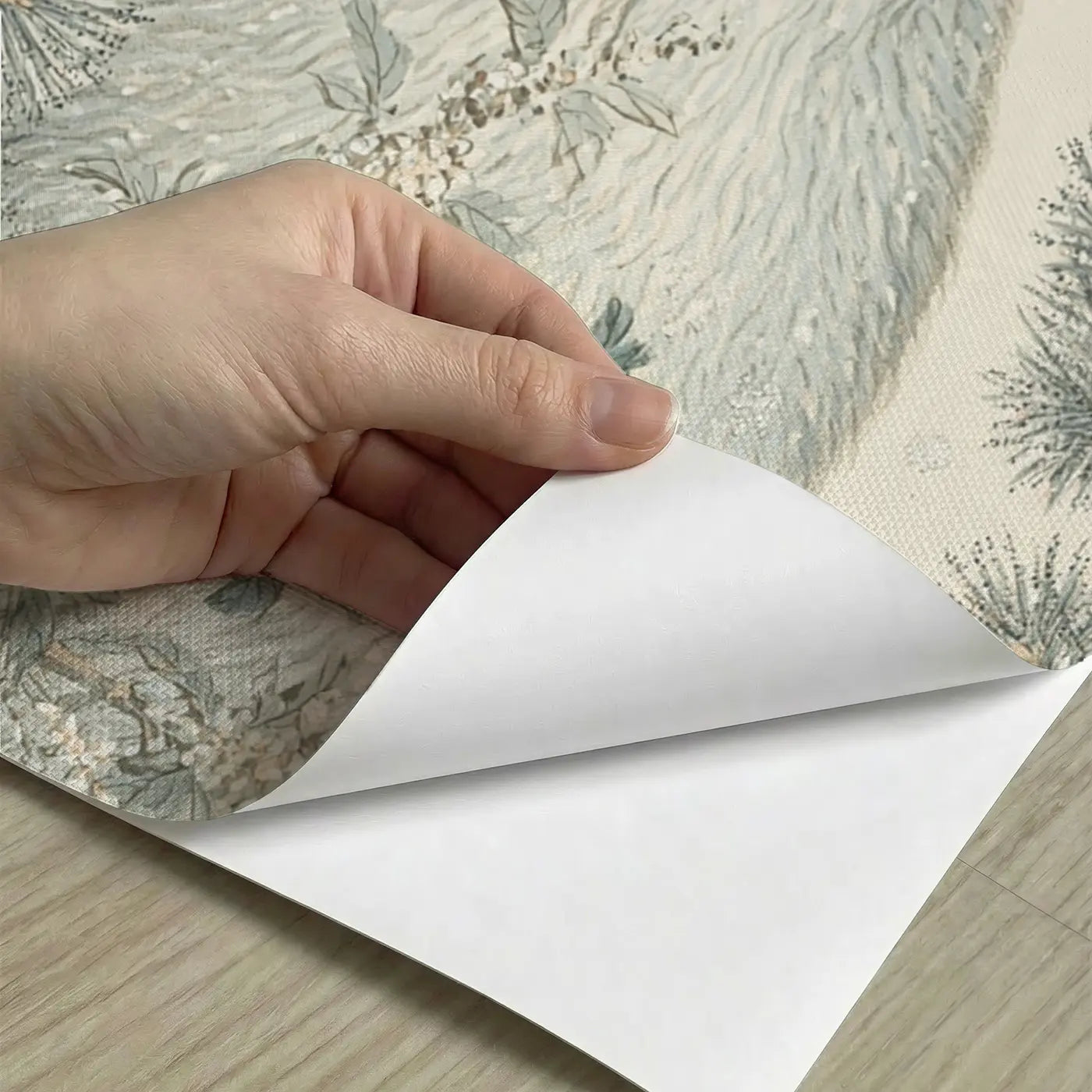 Peel-and-stick detail of Polar Bear Pine Branch Toile Wainscoting Wallpaper by Whimsy Tots