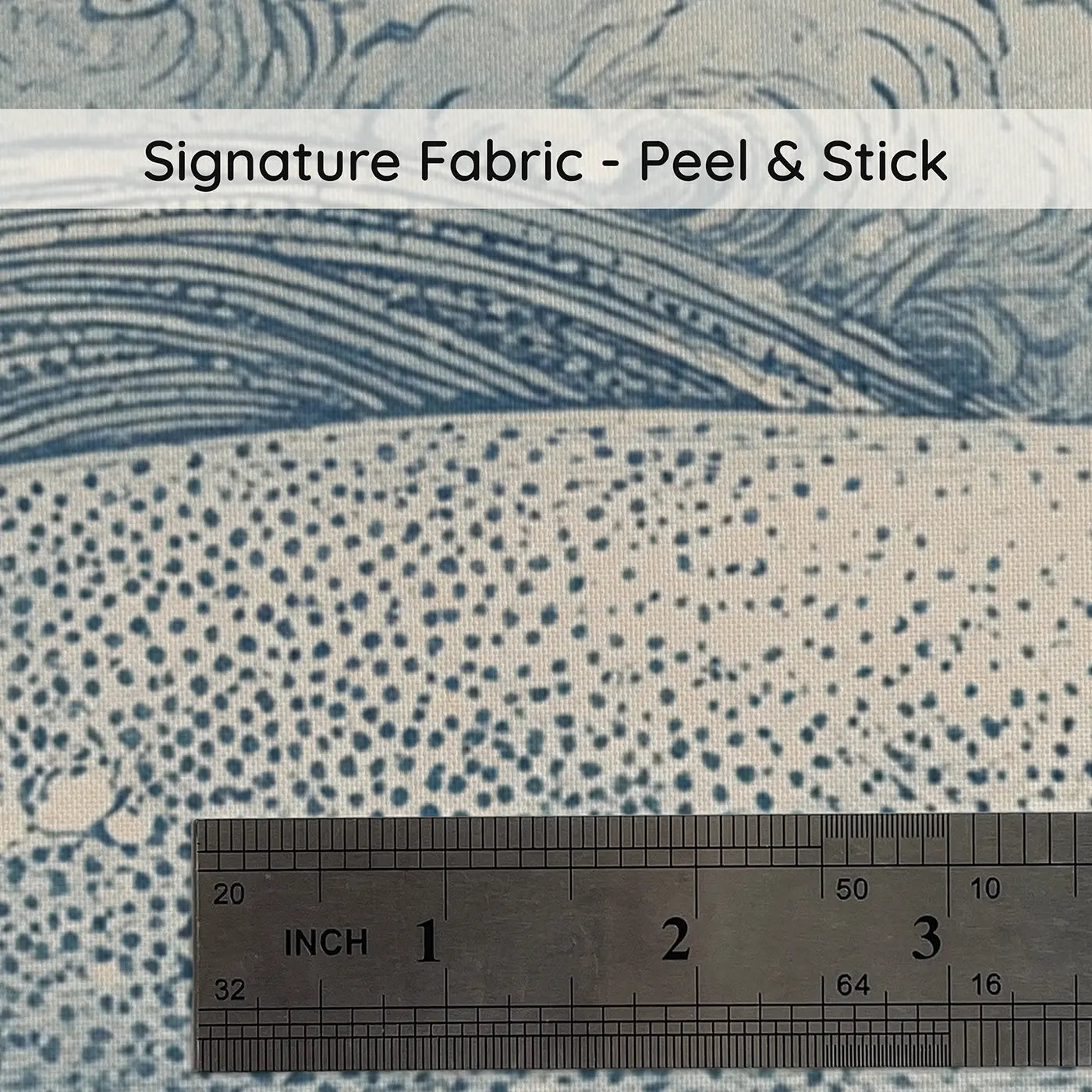 Fabric texture close-up of Beluga Whale Wave Scroll Wainscoting Wallpaper by Whimsy Tots