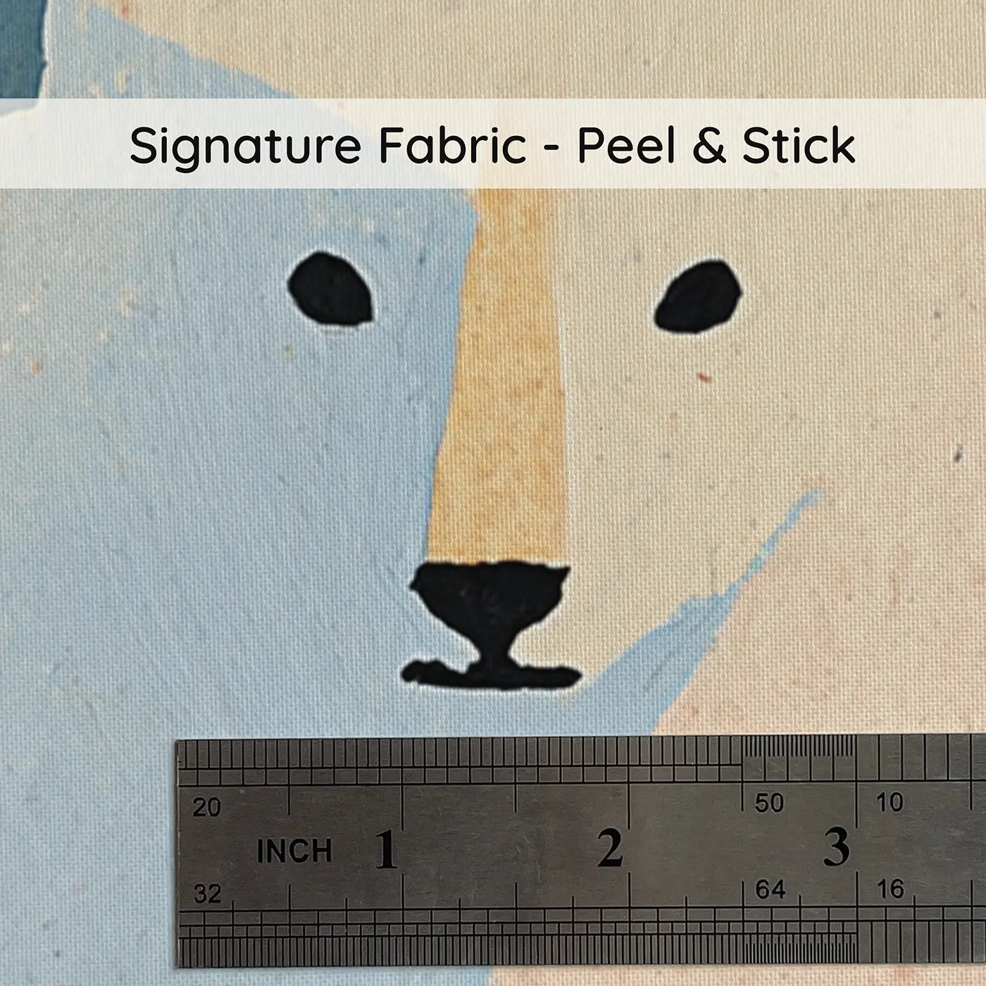 Fabric texture close-up of Scandi Arctic Fox Folk Wainscoting Wallpaper by Whimsy Tots