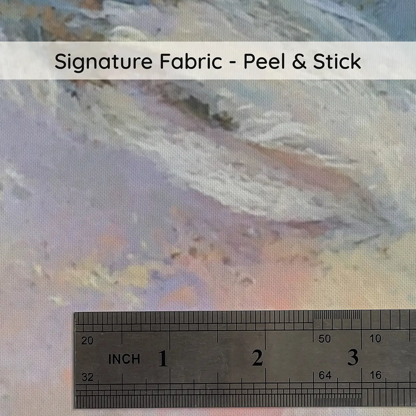 Fabric texture close-up of Pastel Arctic Hare Snow Float Wainscoting Wallpaper by Whimsy Tots