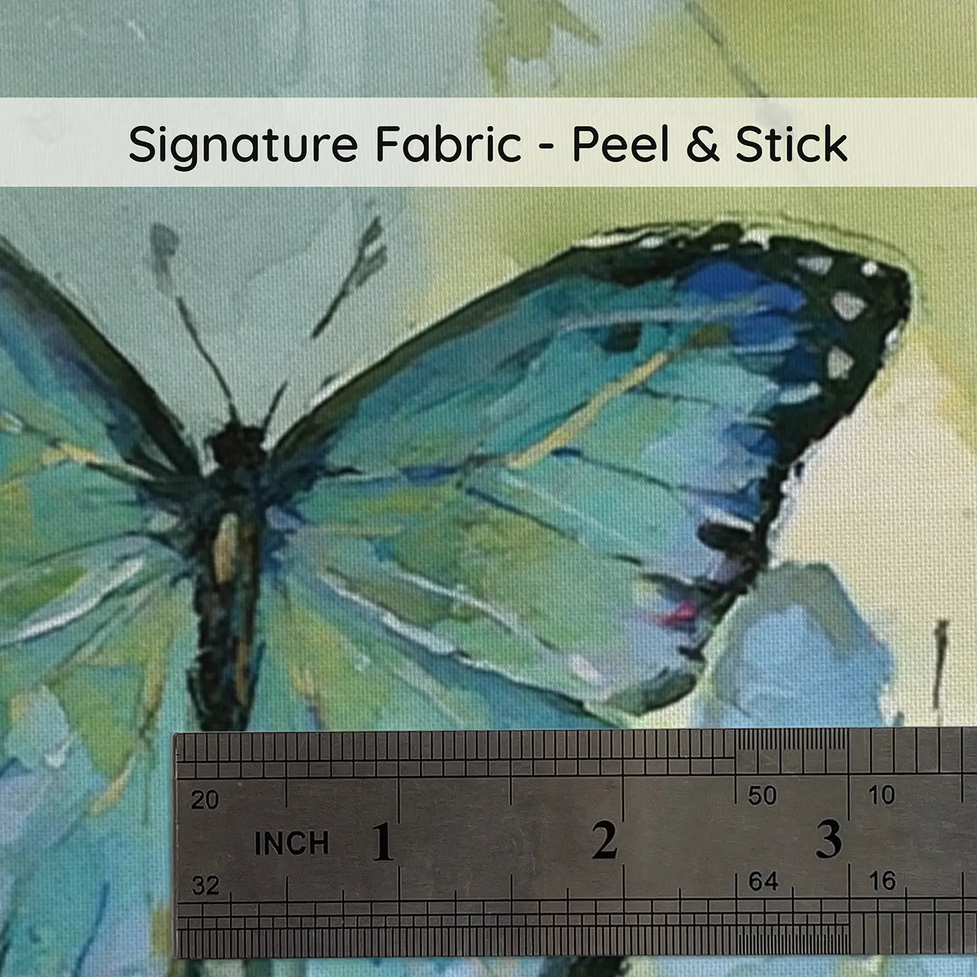 Fabric texture close-up of Blue Morpho Rainforest Wainscoting Wallpaper by Whimsy Tots