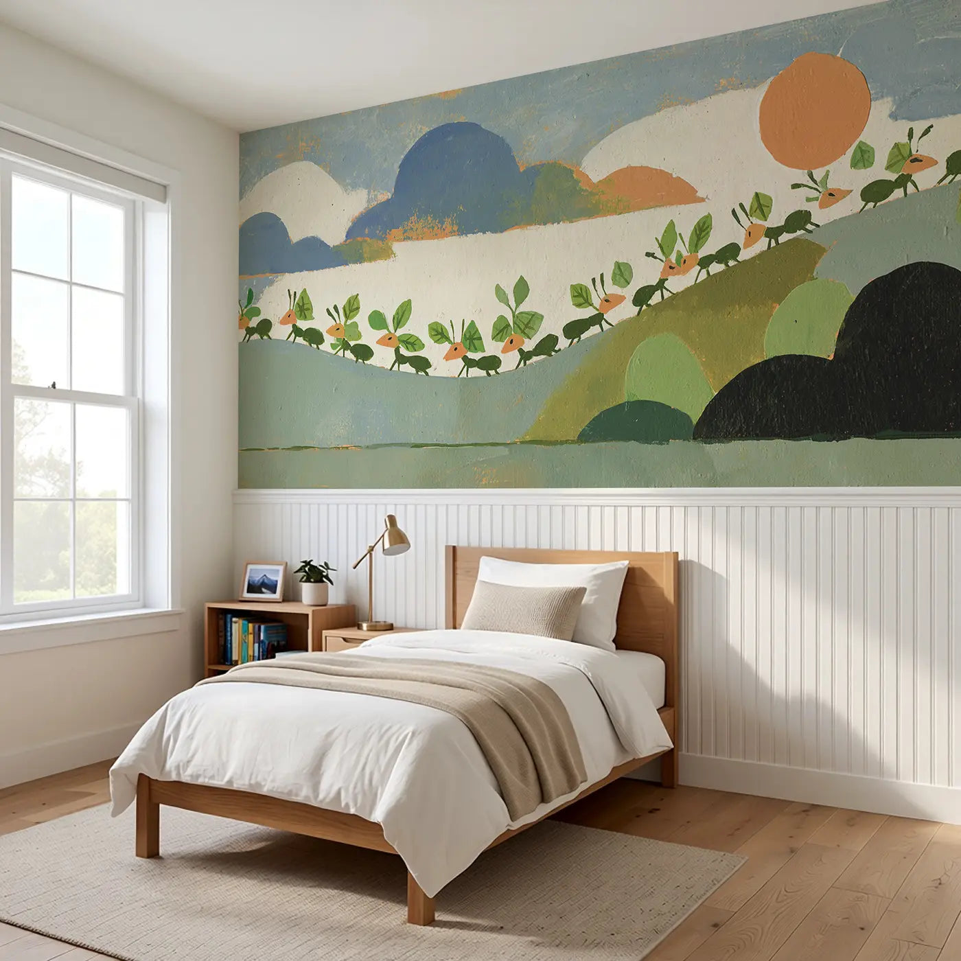 Bold Ant Hill Colony Wainscoting Wallpaper styled in a kids bedroom by Whimsy Tots