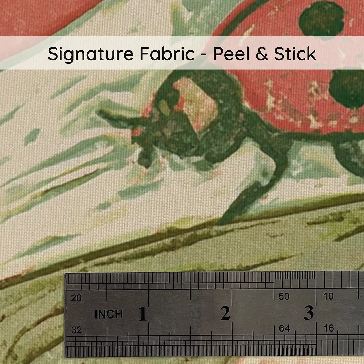 Fabric texture close-up of Block Print Ladybug Garden Wainscoting Wallpaper by Whimsy Tots