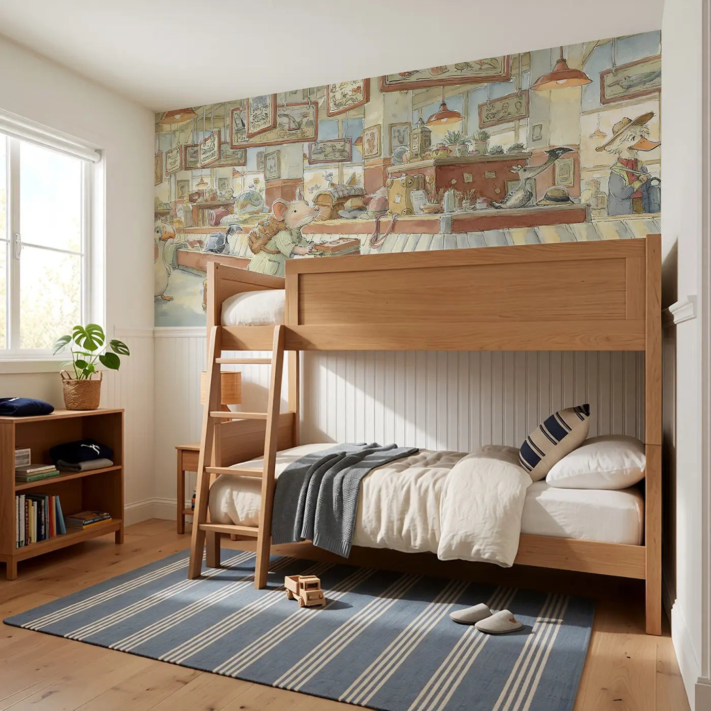 Baggage Claim Mouse Rush Wainscoting Wallpaper styled in a kids bedroom by Whimsy Tots
