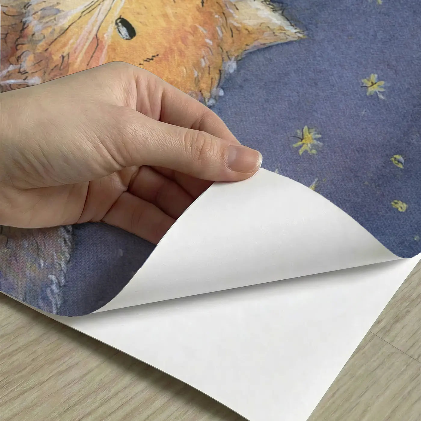 Peel-and-stick detail of Space Picnic Comet Tail Wainscoting Wallpaper by Whimsy Tots