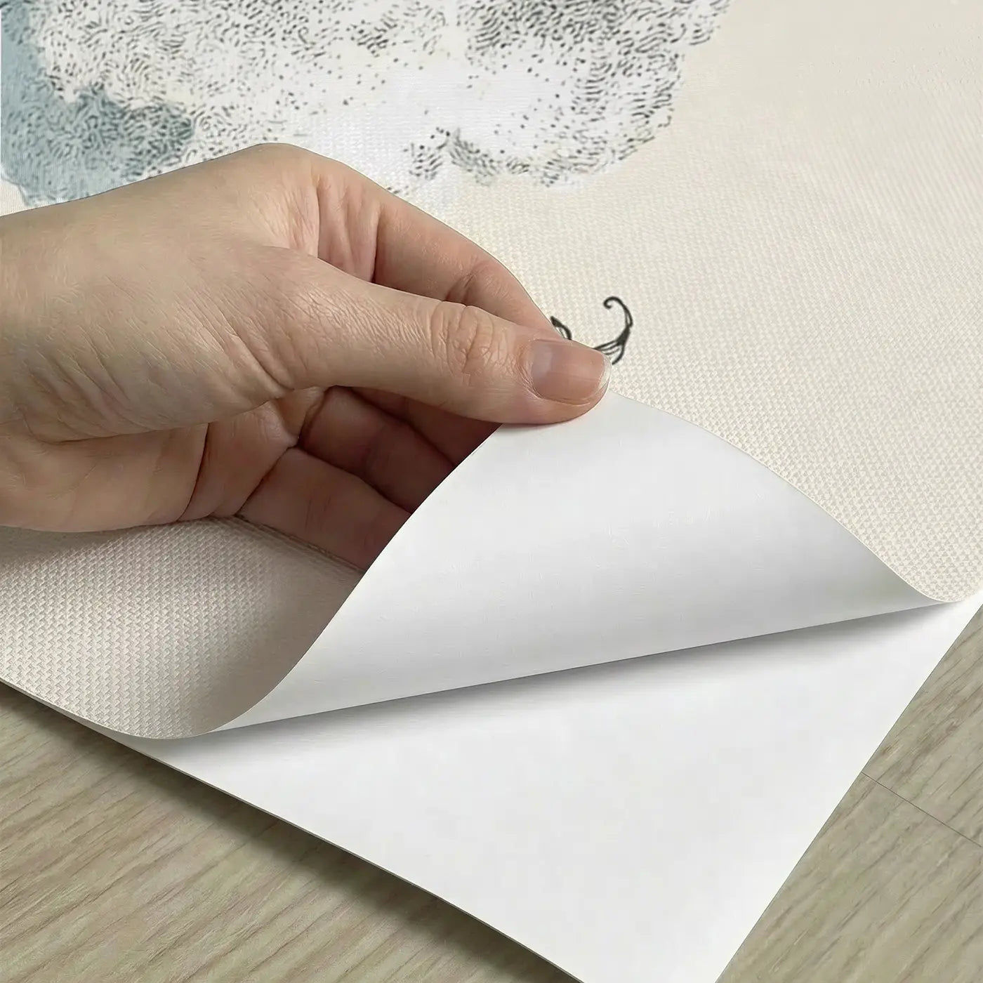 Peel-and-stick detail of Saturn Botanical Cascade Wainscoting Wallpaper by Whimsy Tots