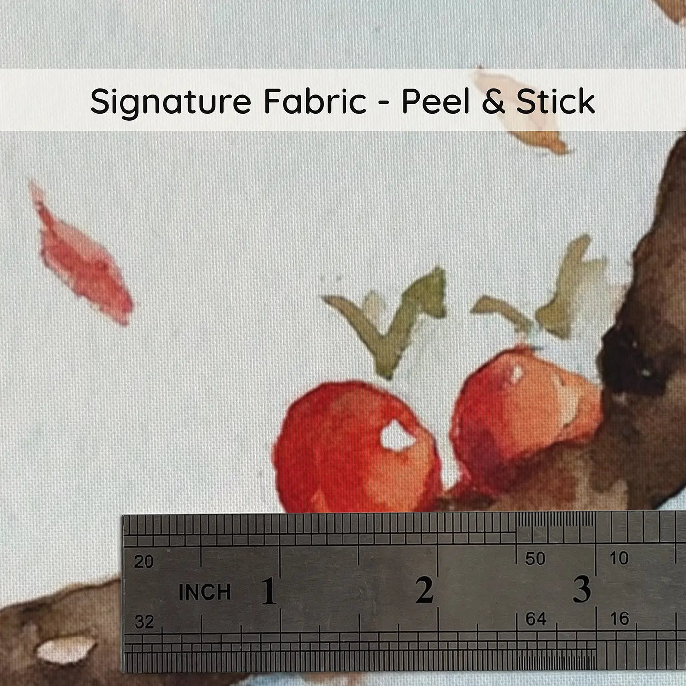 Fabric texture close-up of Apple Orchard Harvest Wainscoting Wallpaper by Whimsy Tots