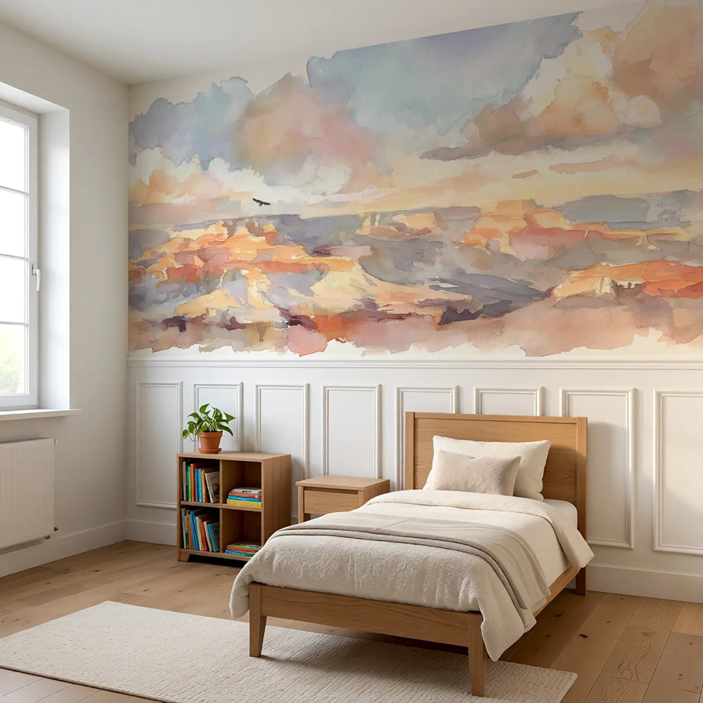 Grand Canyon Vista View Wainscoting Wallpaper styled in a kids bedroom by Whimsy Tots