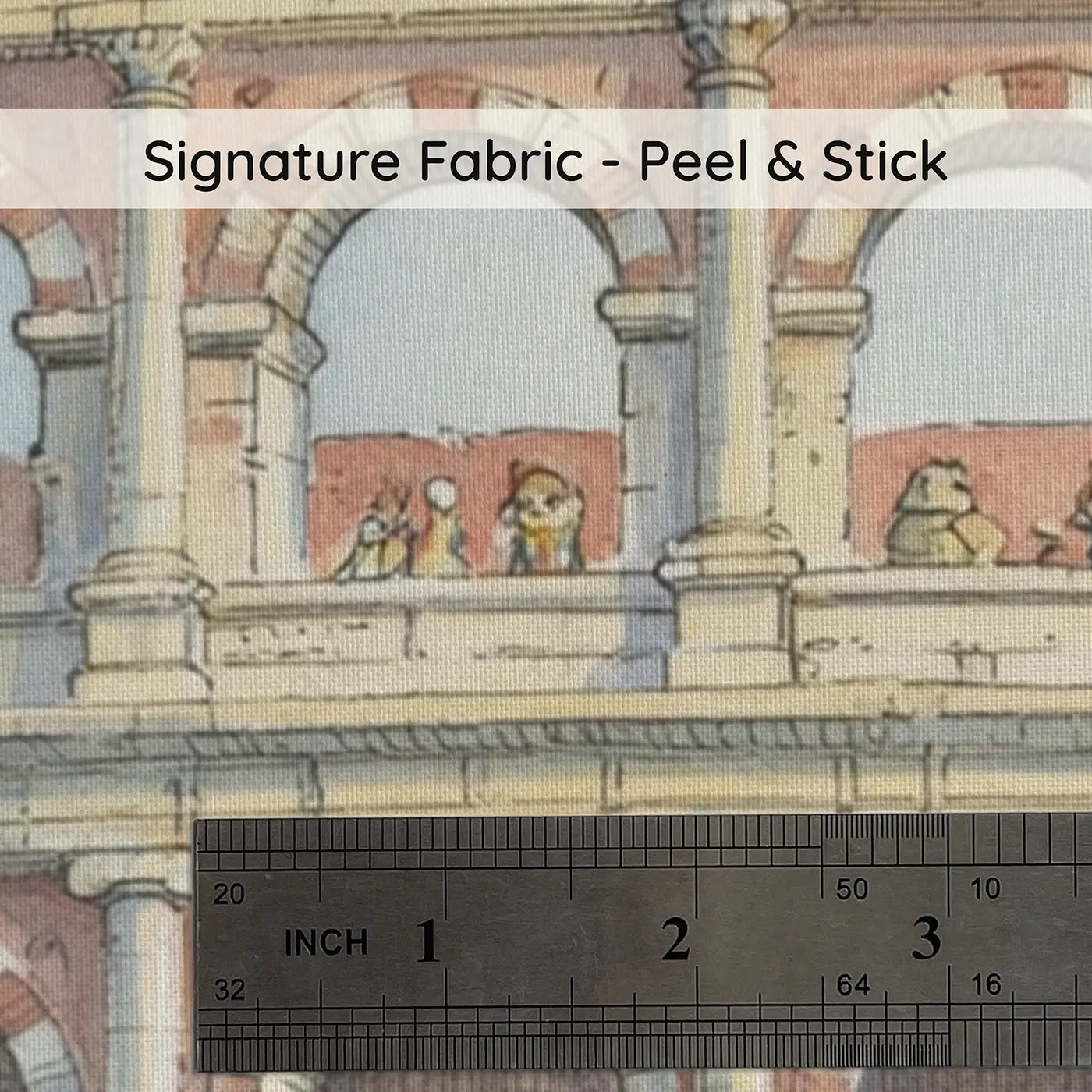 Fabric texture close-up of Colosseum Rome Tour Wainscoting Wallpaper by Whimsy Tots