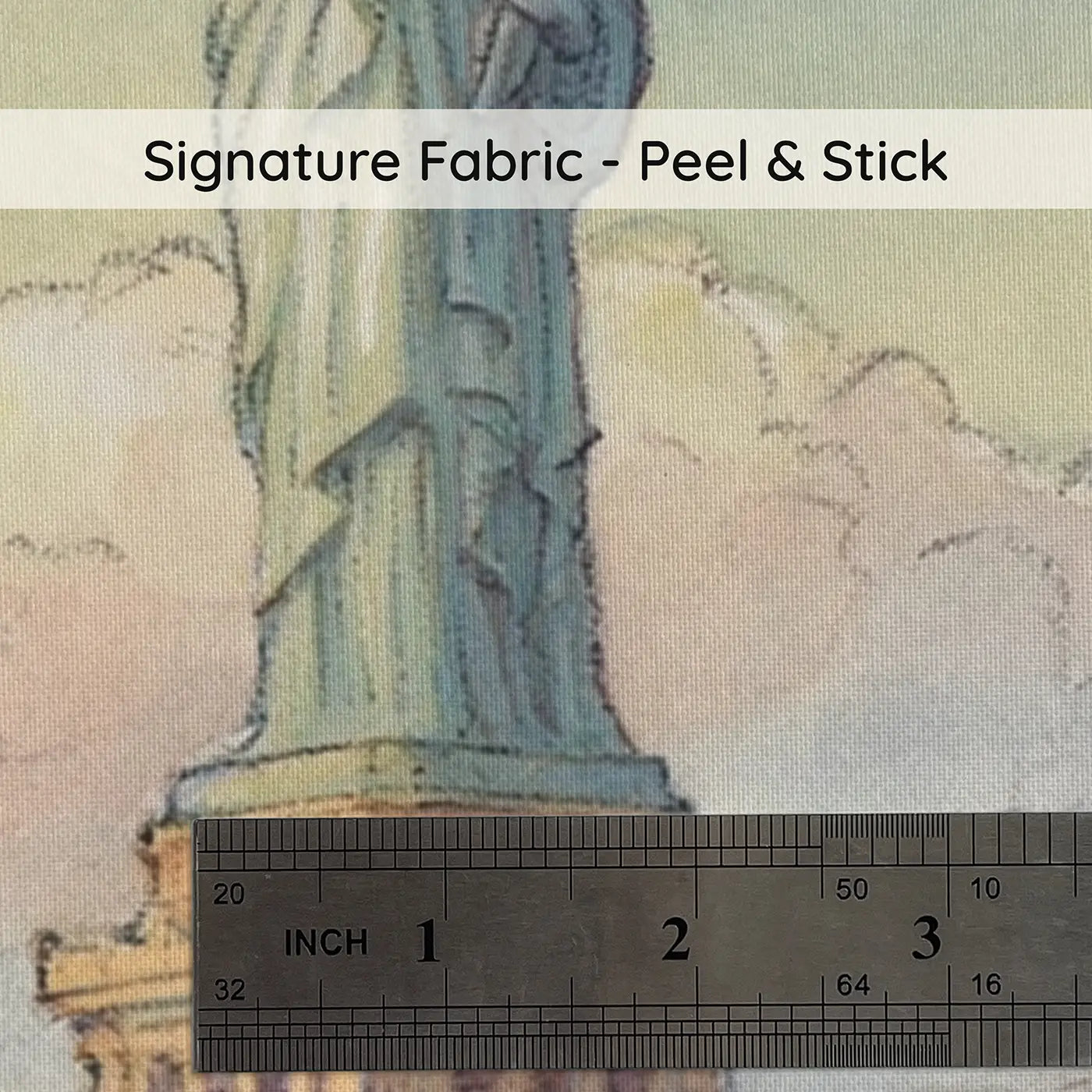 Fabric texture close-up of Statue Liberty Harbor Wainscoting Wallpaper by Whimsy Tots