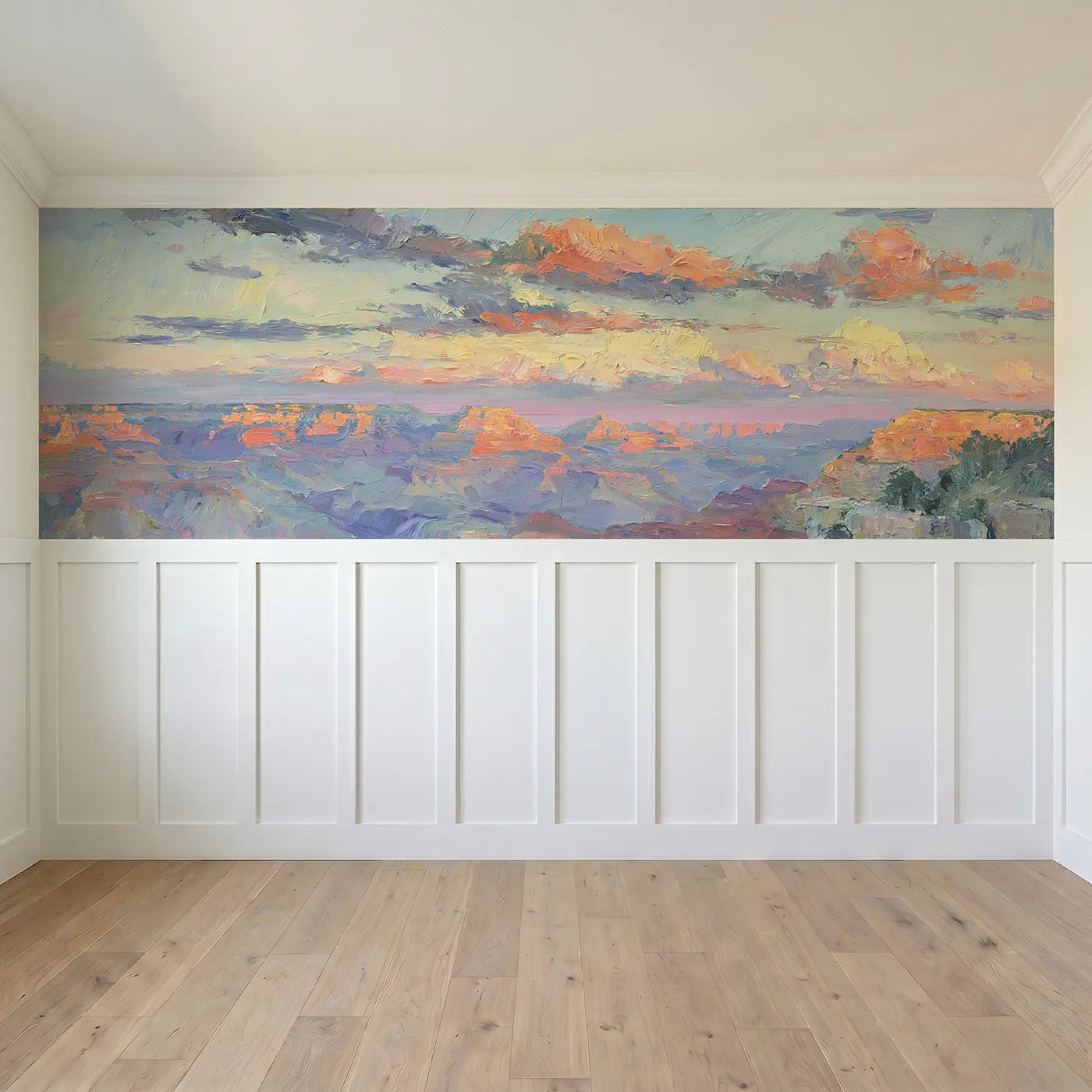 Full panel view of Grand Canyon Sunset Glow Wainscoting Wallpaper by Whimsy Tots