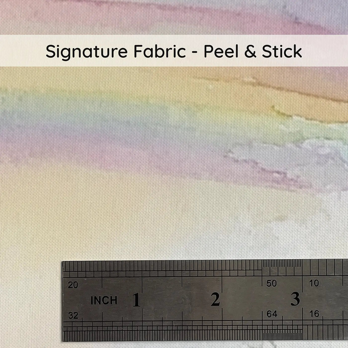 Fabric texture close-up of Double Rainbow Storm Clear Wainscoting Wallpaper by Whimsy Tots