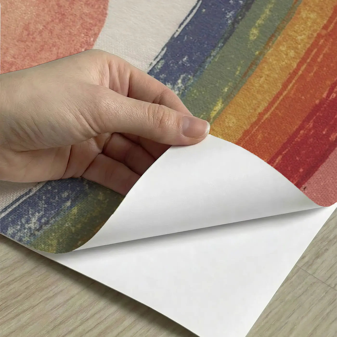 Peel-and-stick detail of Carved Rainbow Cloud Band Wainscoting Wallpaper by Whimsy Tots