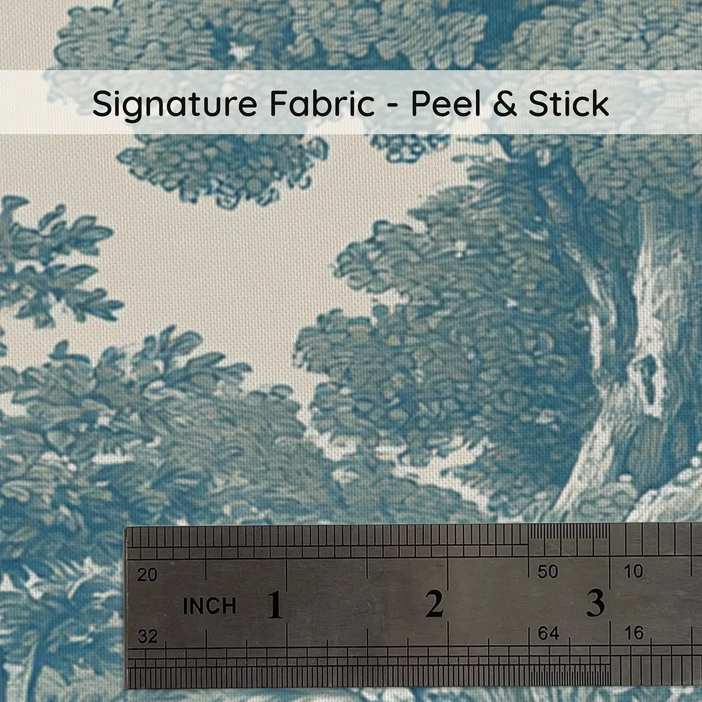 Fabric texture close-up of Pond Duck Family Blue Toile Wainscoting Wallpaper by Whimsy Tots